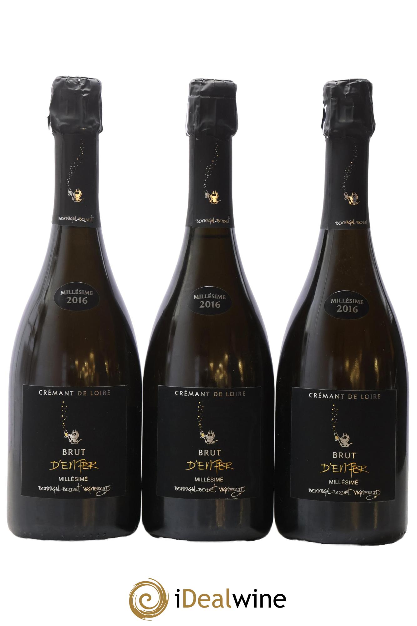 Crémant de Loire Brut d'Enfer Bonnigal-Bodet 2016 - Lot of 3 bottles - 0