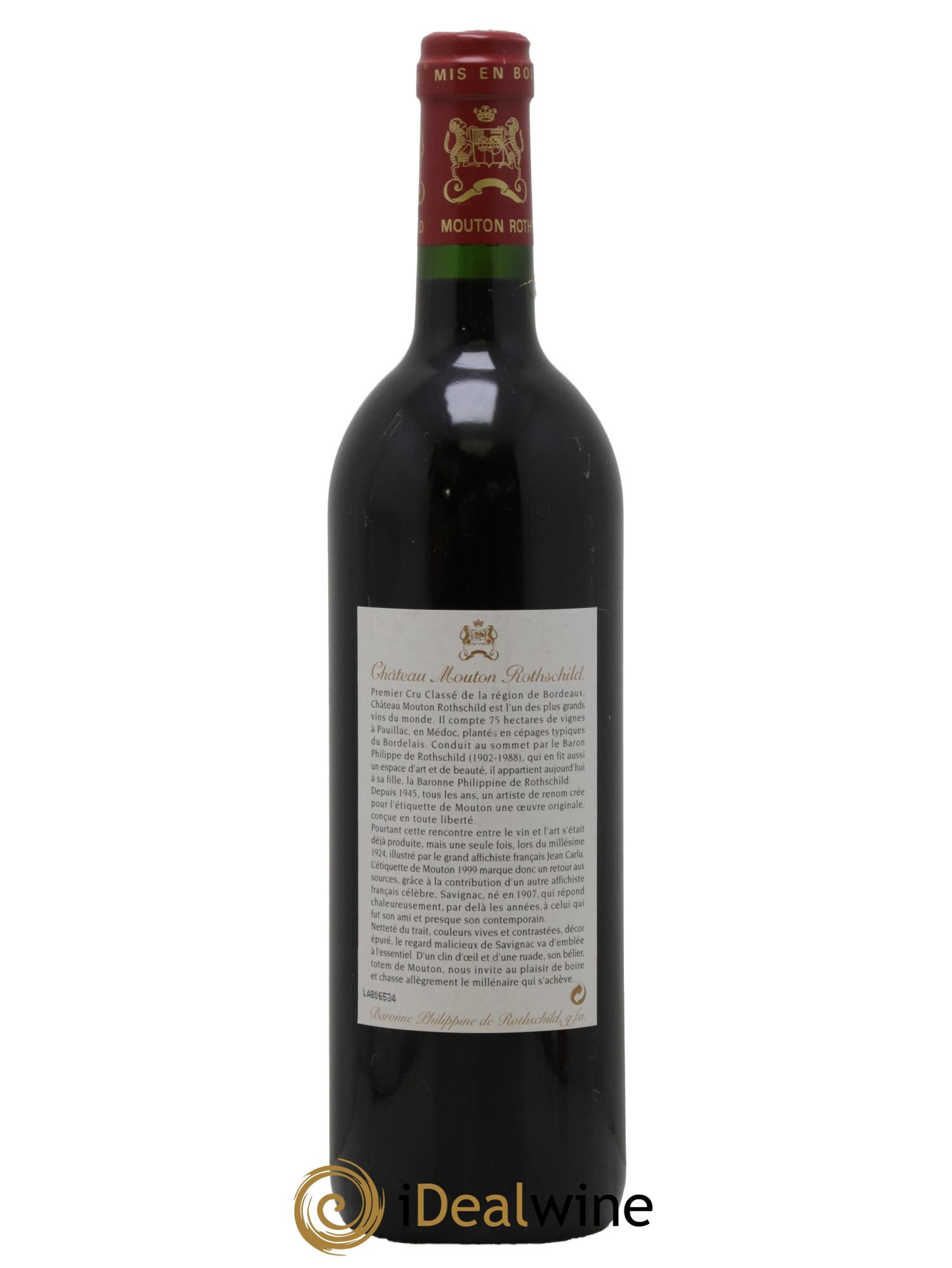 Château Mouton Rothschild 1er Grand Cru Classé 1999 - Lot de 1 bouteille - 1