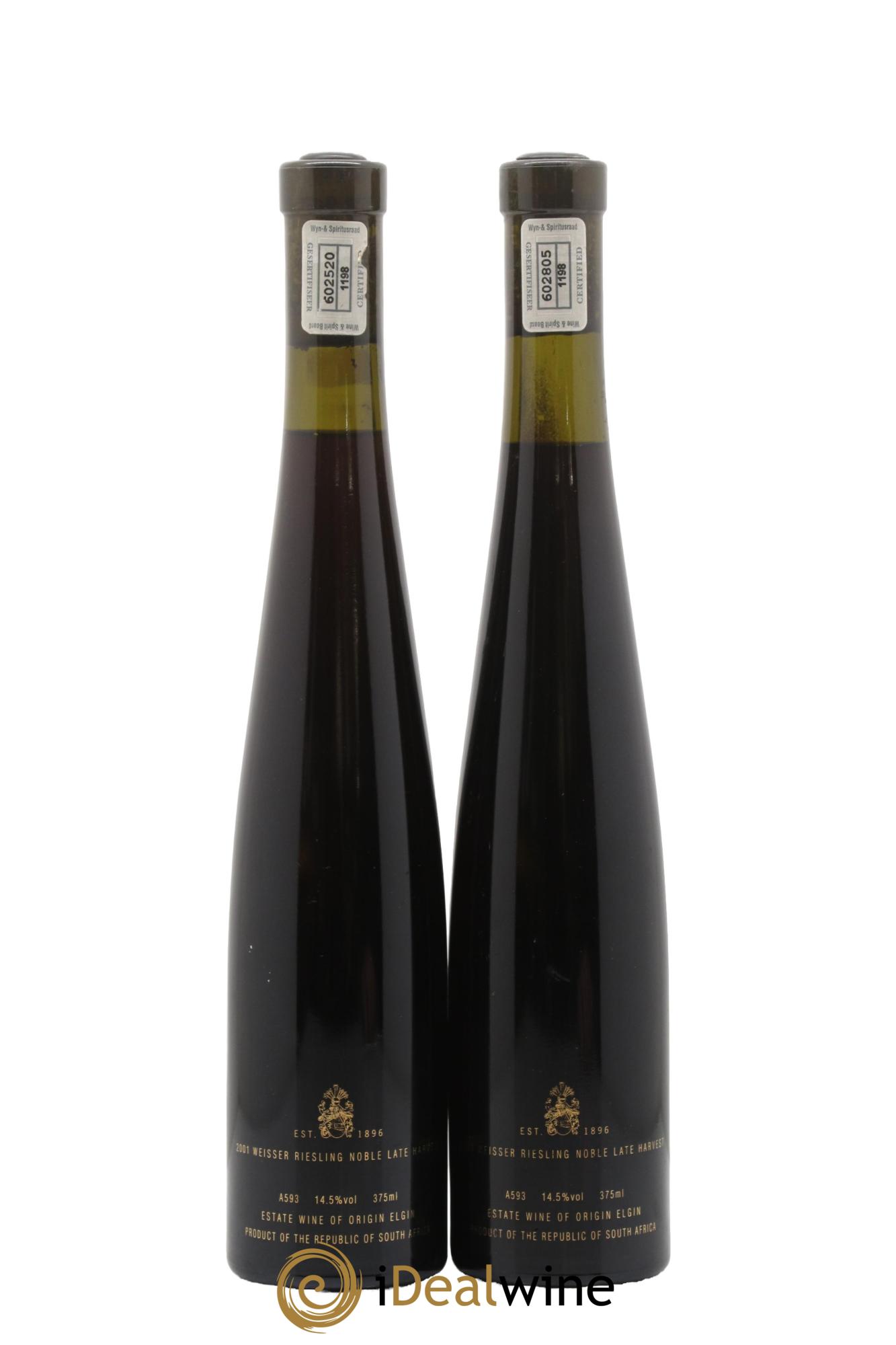 Afrique du Sud Weisser Riesling Noble Late Harvest Paul Cluver 2001 - Lot of 2 half-bottles - 1