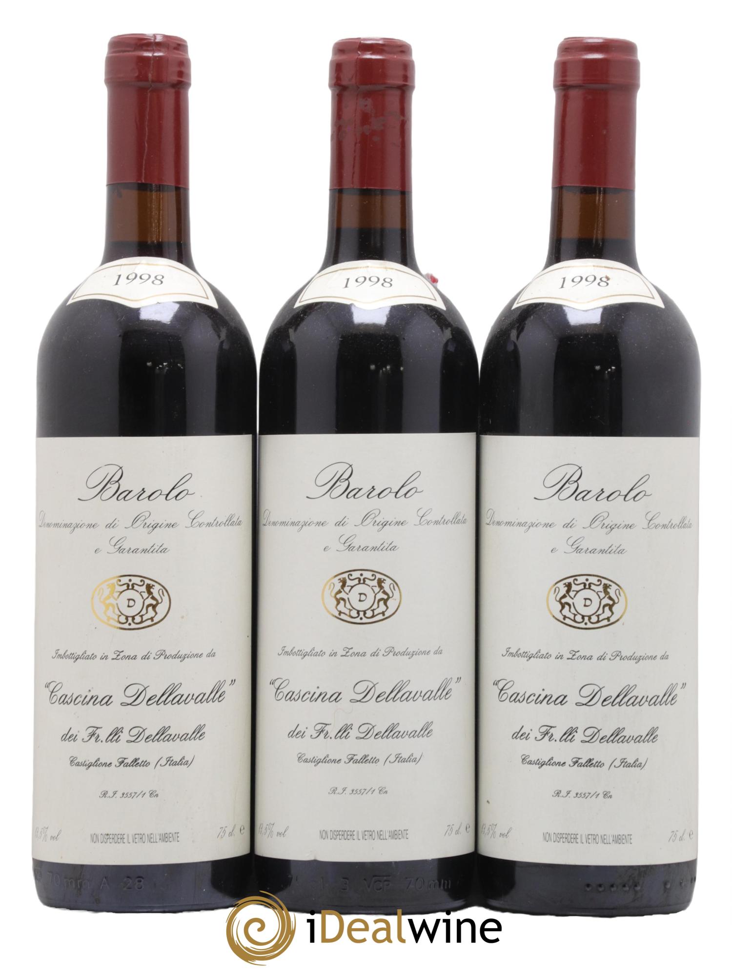 Barolo Cascina Dellavalle 1998 - Lot de 3 bouteilles - 0