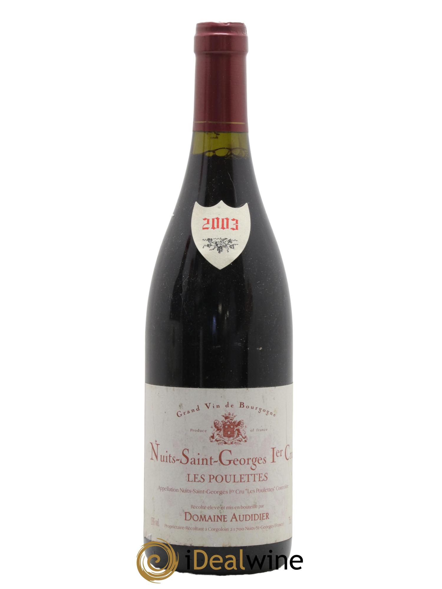 Nuits-Saint-Georges 1er Cru Les Poulettes Domaine Audidier 2003 - Lot de 1 bouteille - 0