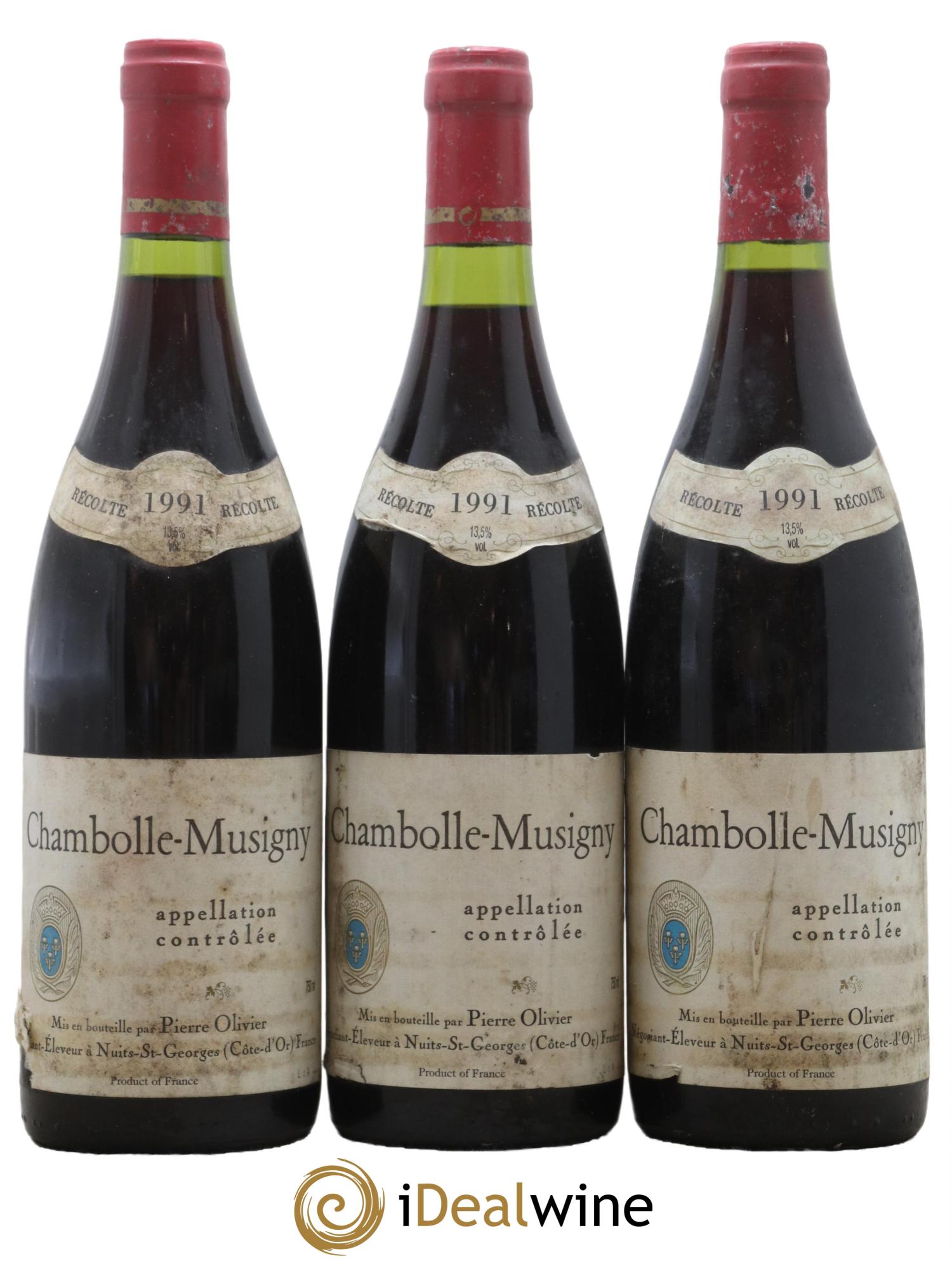 Chambolle-Musigny Domaine Pierre Olivier 1991 - Lot de 3 bouteilles - 0