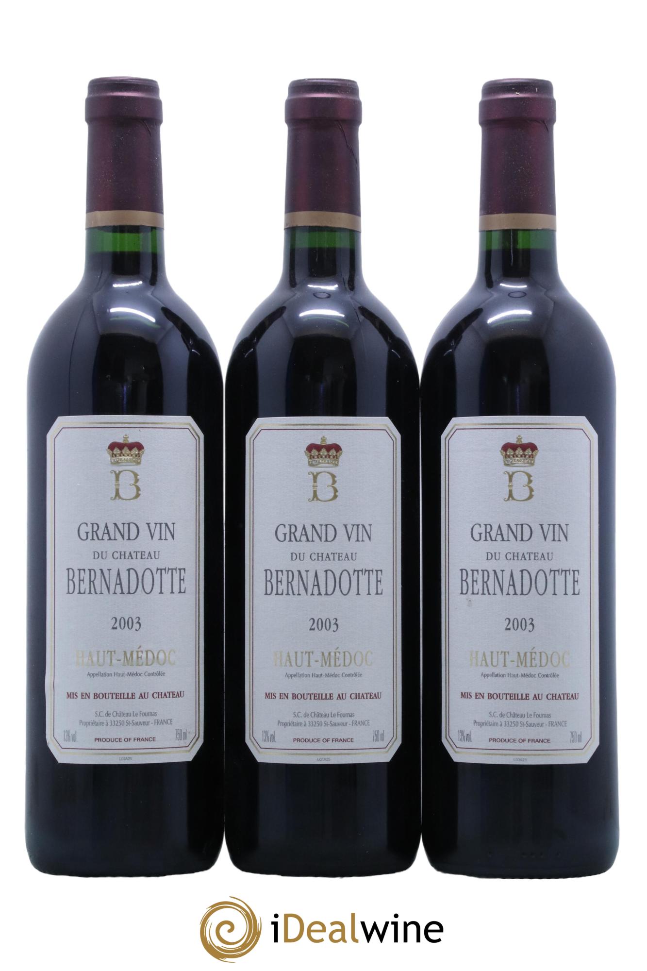 Château Bernadotte 2003 - Lot de 12 bouteilles - 2