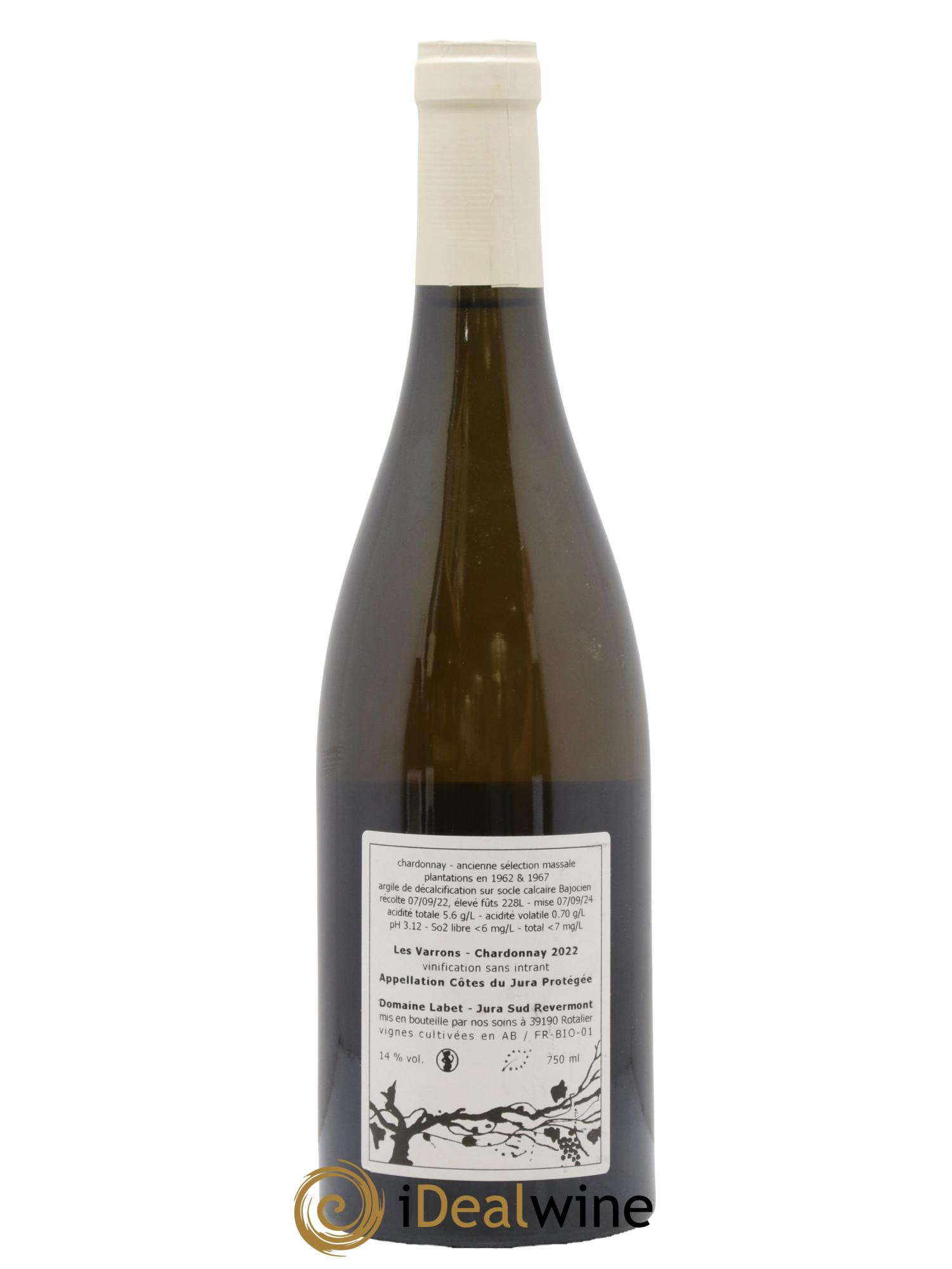 Côtes du Jura Chardonnay Les Varrons Romain - Julien - Charline Labet 2022 - Lot of 1 bottle - 1