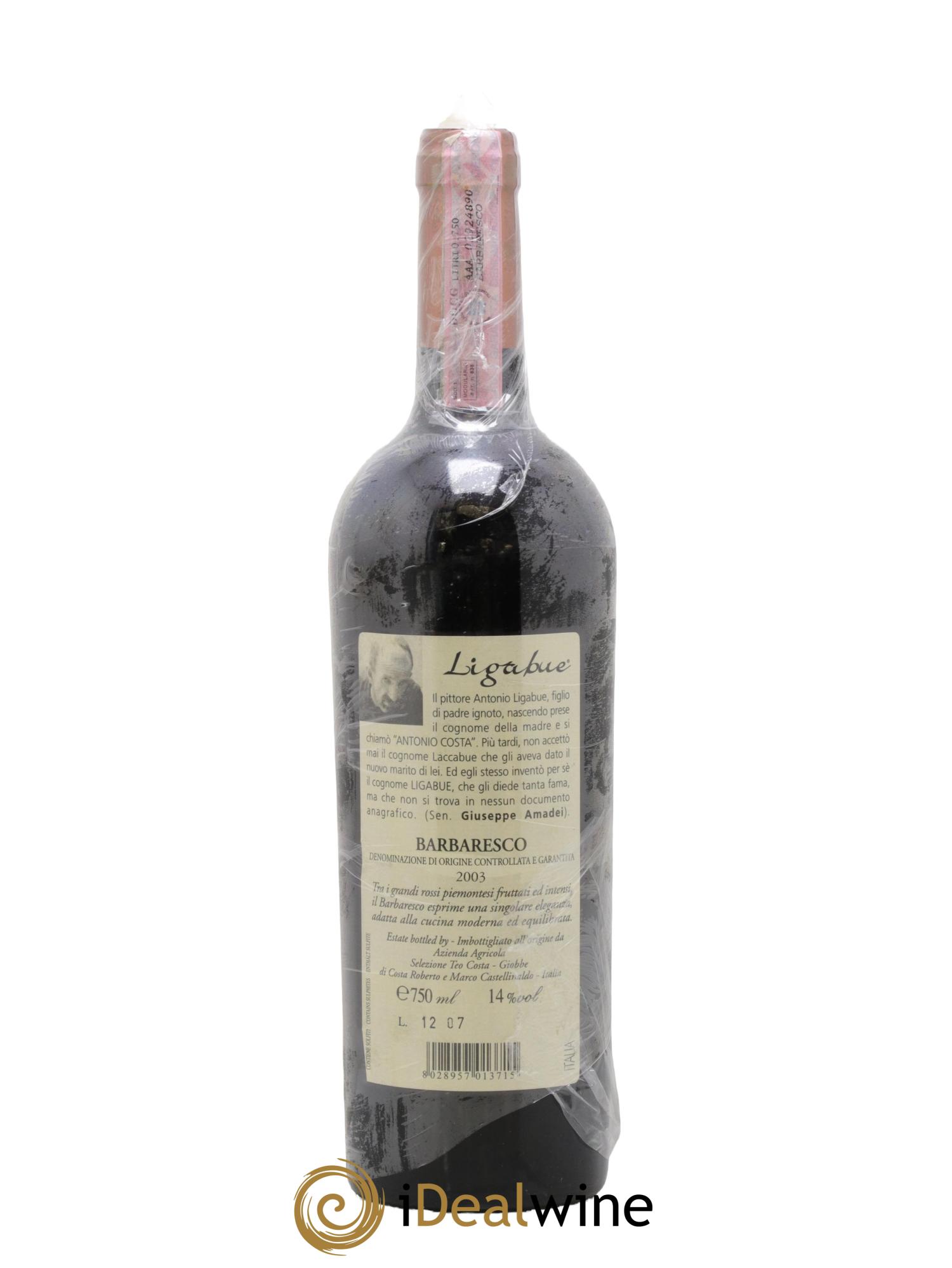Barbaresco DOCG Ligabue Teo Costa 2003 - Lot of 1 bottle - 1