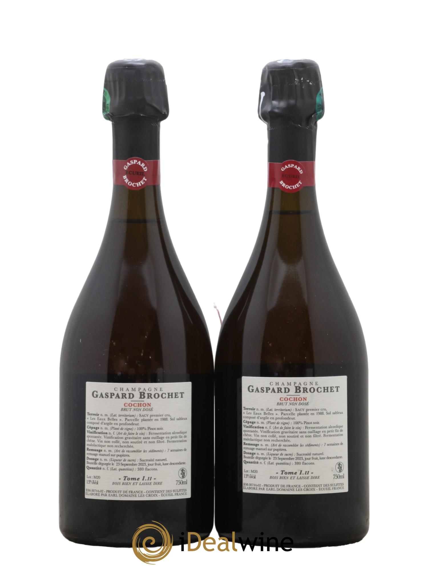 Champagne Brut Non Dose Sacy Tome I.II Garspard Brochet 2020 - Lot of 2 bottles - 1