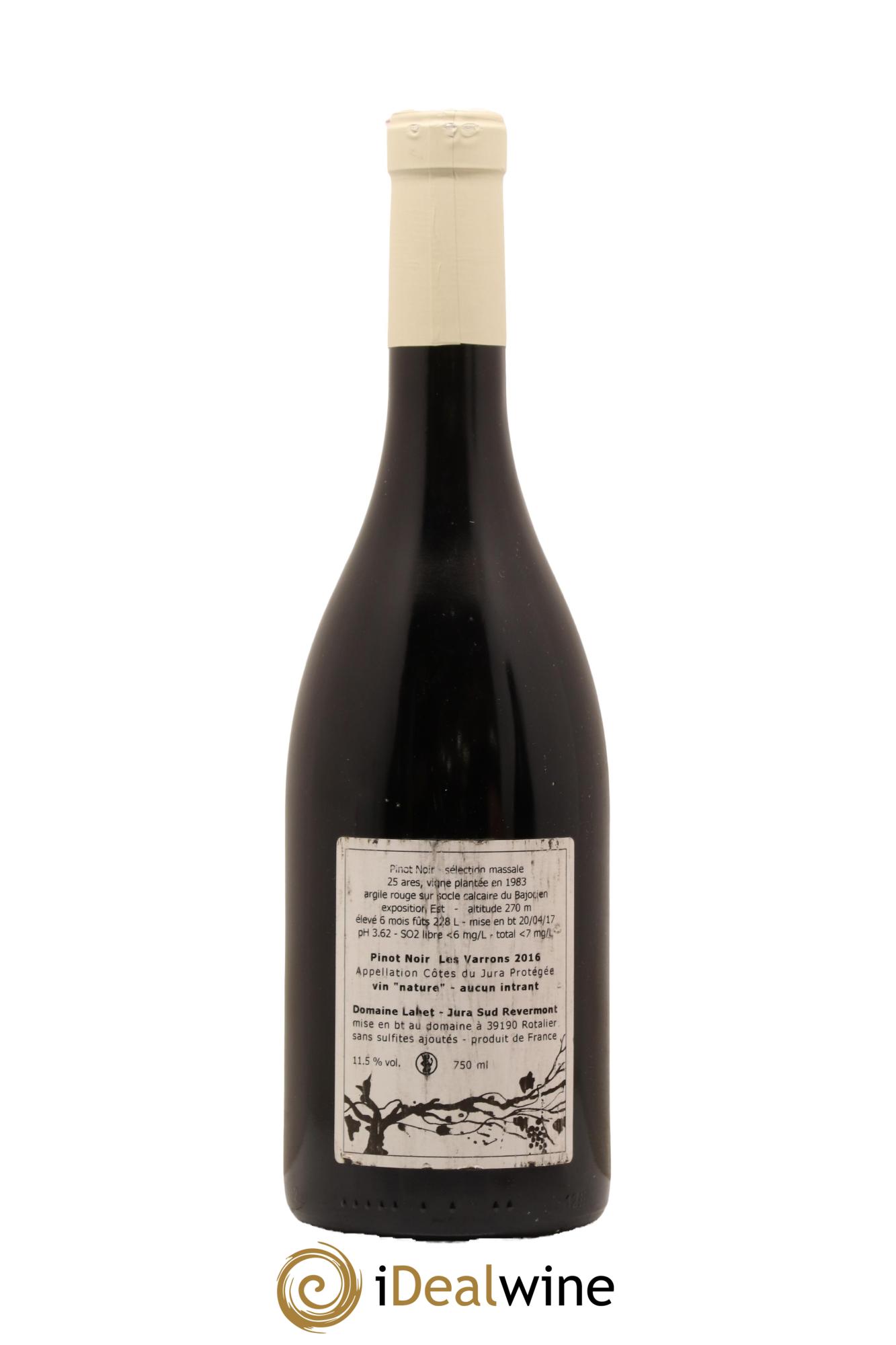Côtes du Jura Pinot Noir Les Varrons Sélection Massale Romain - Julien - Charline Labet 2016 - Lot de 1 bouteille - 1