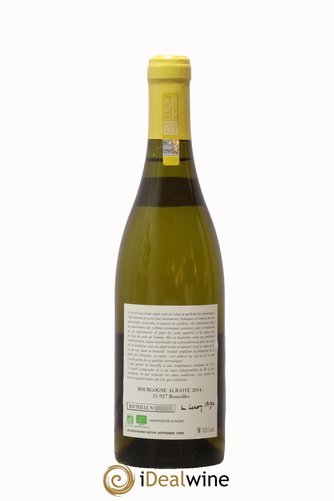 Bourgogne Aligoté Leroy (Domaine) 2014 - Lot de 1 bouteille - 1