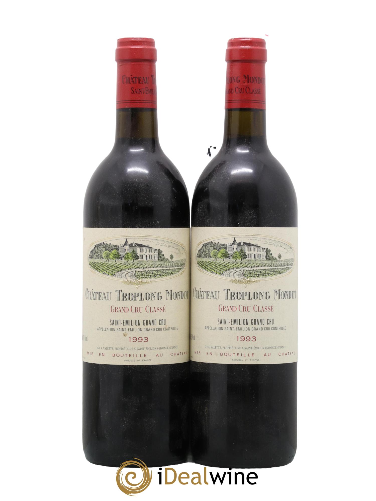Château Troplong Mondot 1er Grand Cru Classé B 1993 - Posten von 2 Flaschen - 0