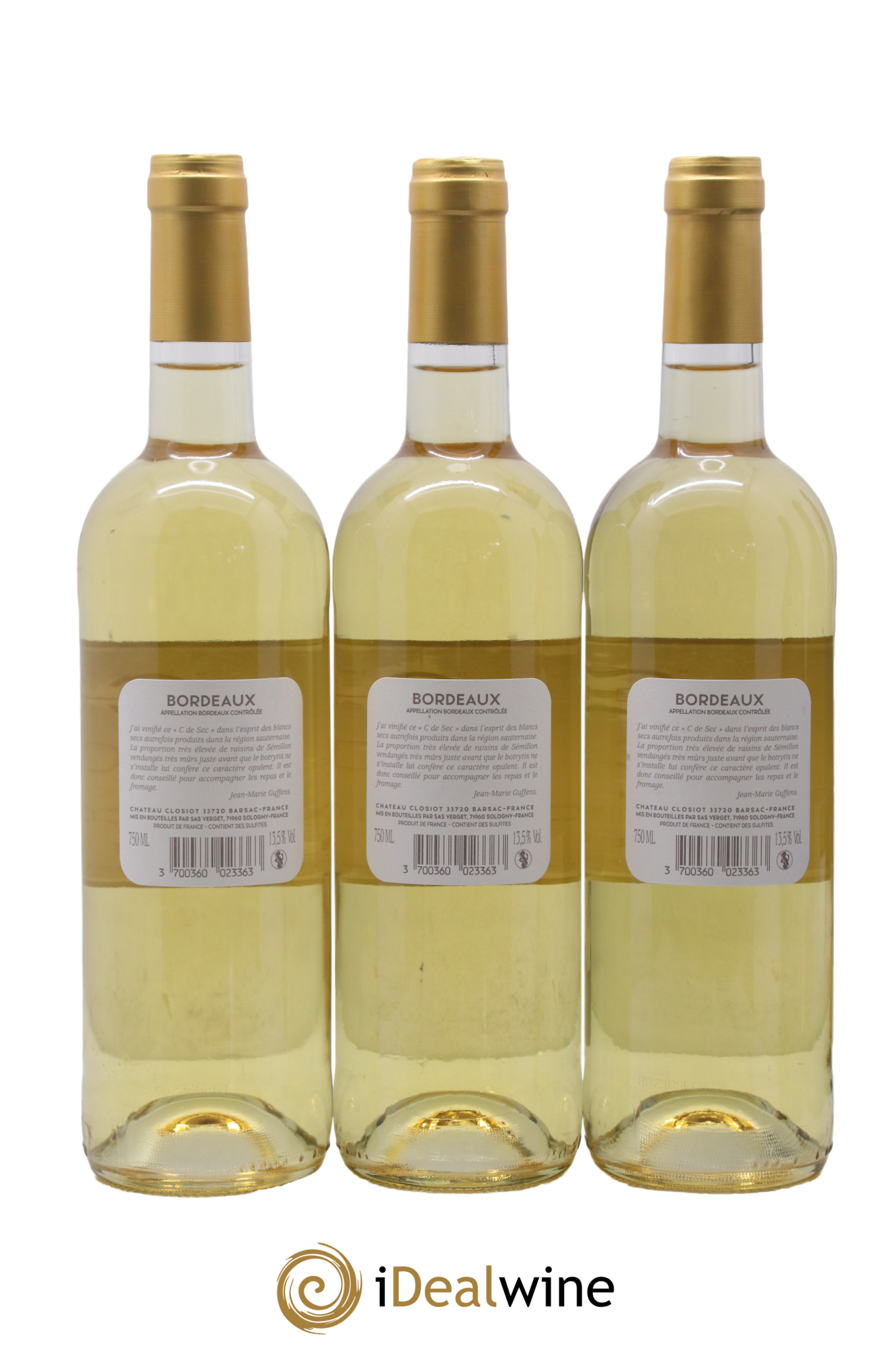 Le C de sec du Château Closiot 2023 - Posten von 3 Flaschen - 1