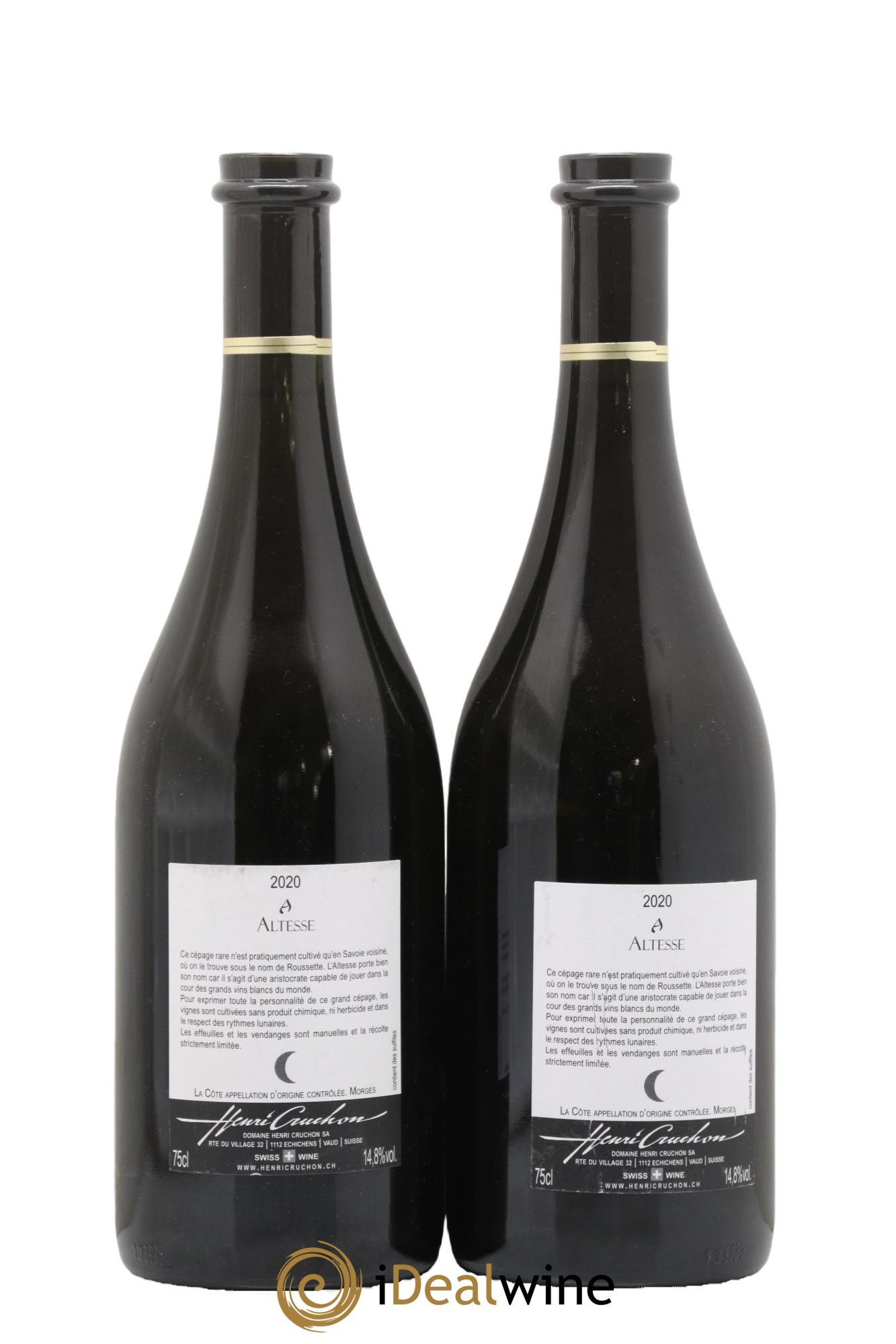 Vins Etrangers Suisse Altesse Raissenaz Domaine Henri Cruchon 2020 - Lot de 2 bouteilles - 1