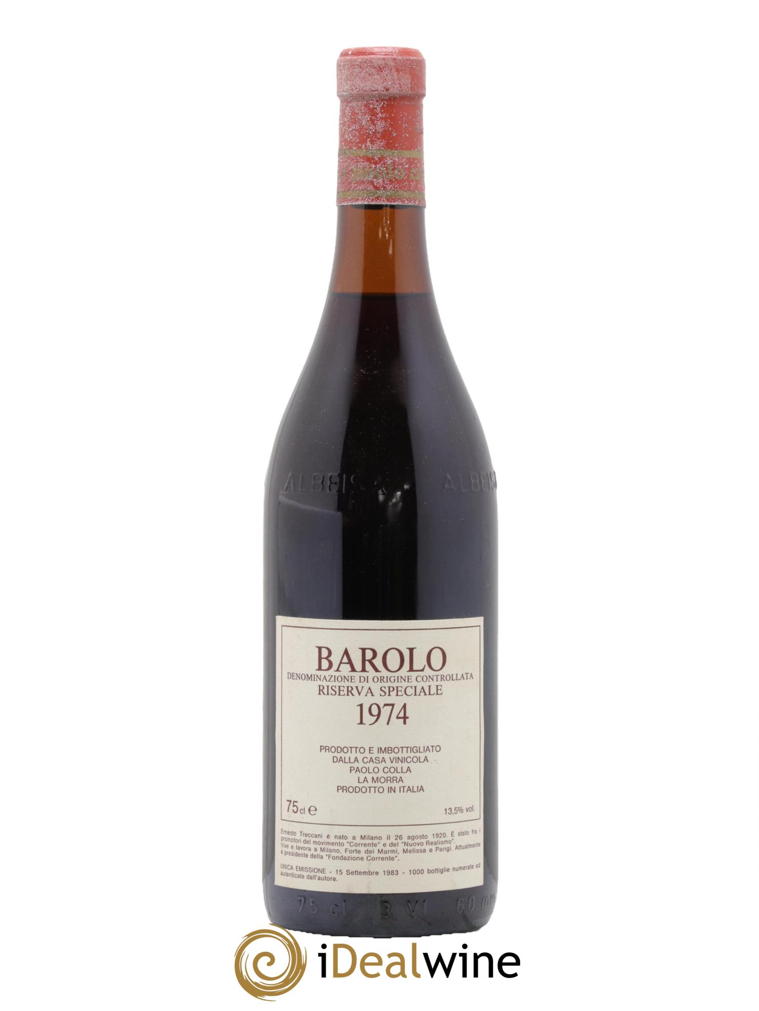 Barolo Riserva Speciale Paolo Colla La Morra 1974 - Lot de 1 bouteille - 1