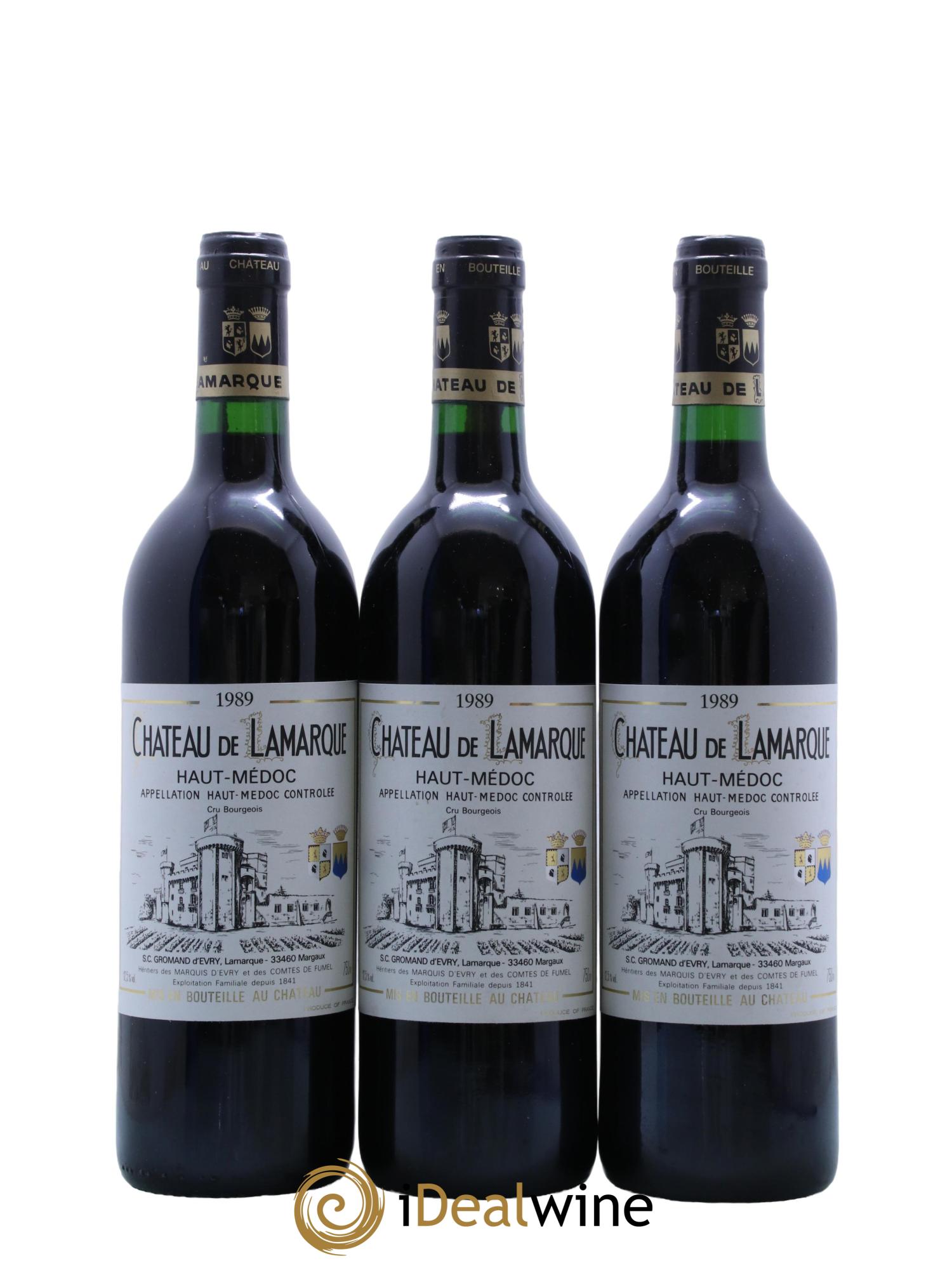 Château de Lamarque Cru Bourgeois 1989 - Lot de 3 bouteilles - 0