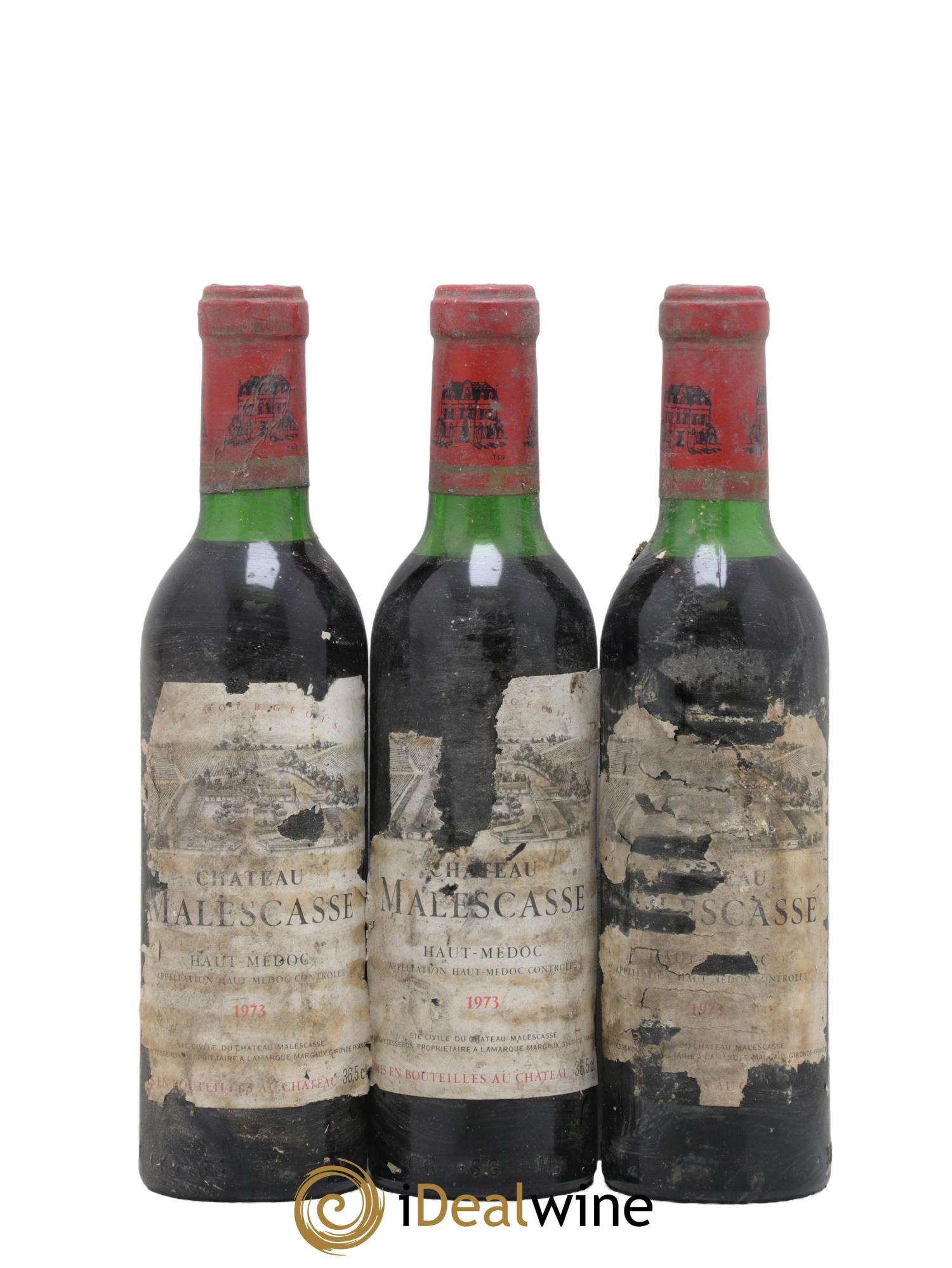 Château Malescasse Cru Bourgeois Exceptionnel 1973 - Lot de 3 demi bouteilles - 0
