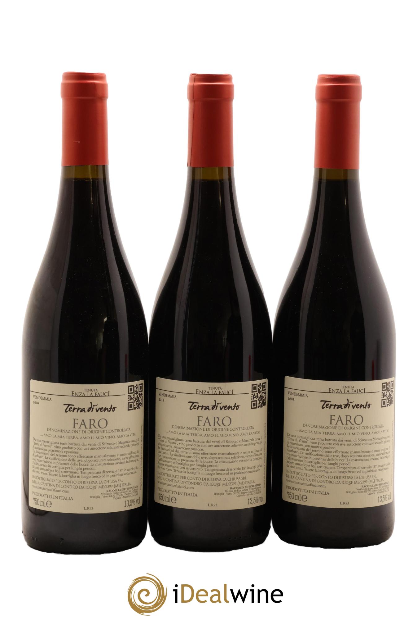 Italie Faro DOC Terra di Vento Tenuta Enza la Fauci 2018 - Lot de 3 bouteilles - 1