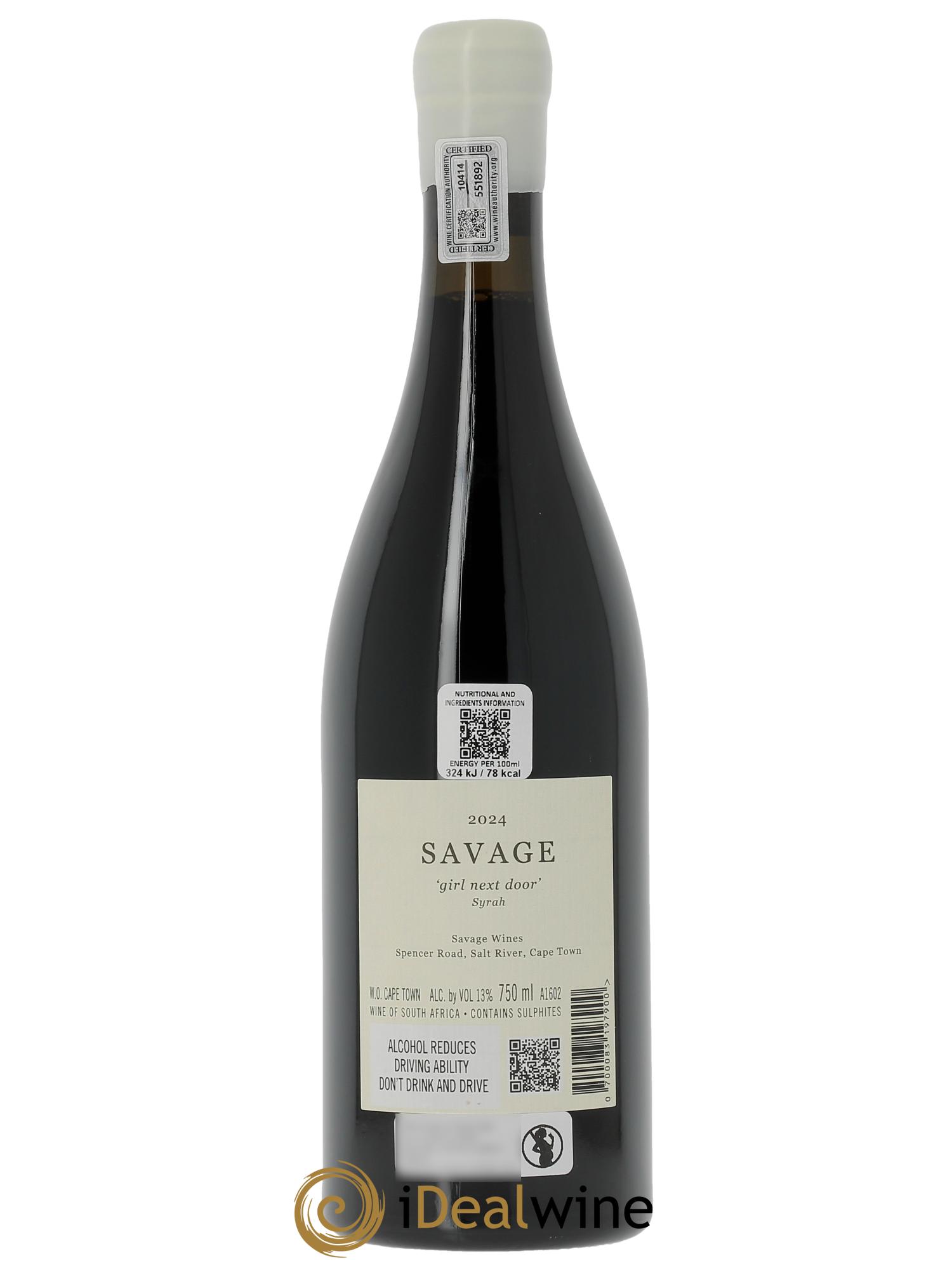 Western Cape Savage Girl Next Door Syrah  2024 - Lot de 1 bouteille - 1