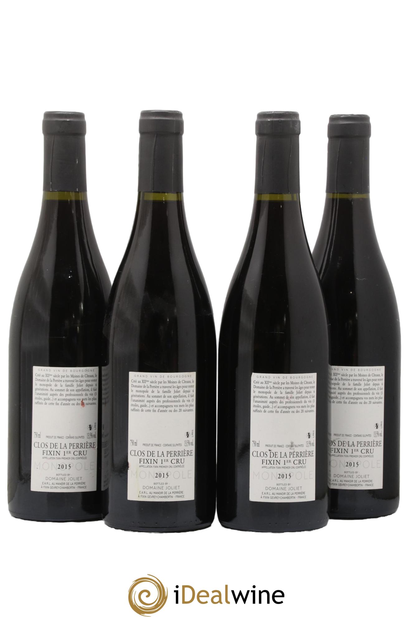 Fixin 1er Cru Clos de la Perrière Joliet Père & Fils (Domaine) 2015 - Lot of 4 bottles - 1