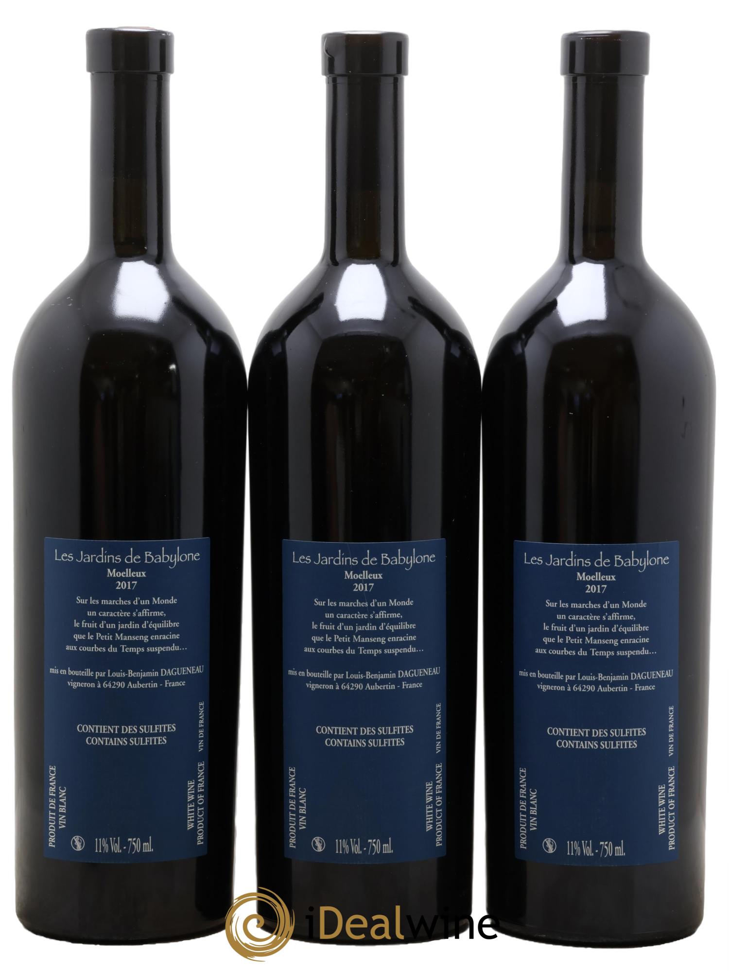 Vin de France (anciennement Jurançon) Jardins de Babylone Didier Dagueneau  2017 - Lot of 3 bottles - 1