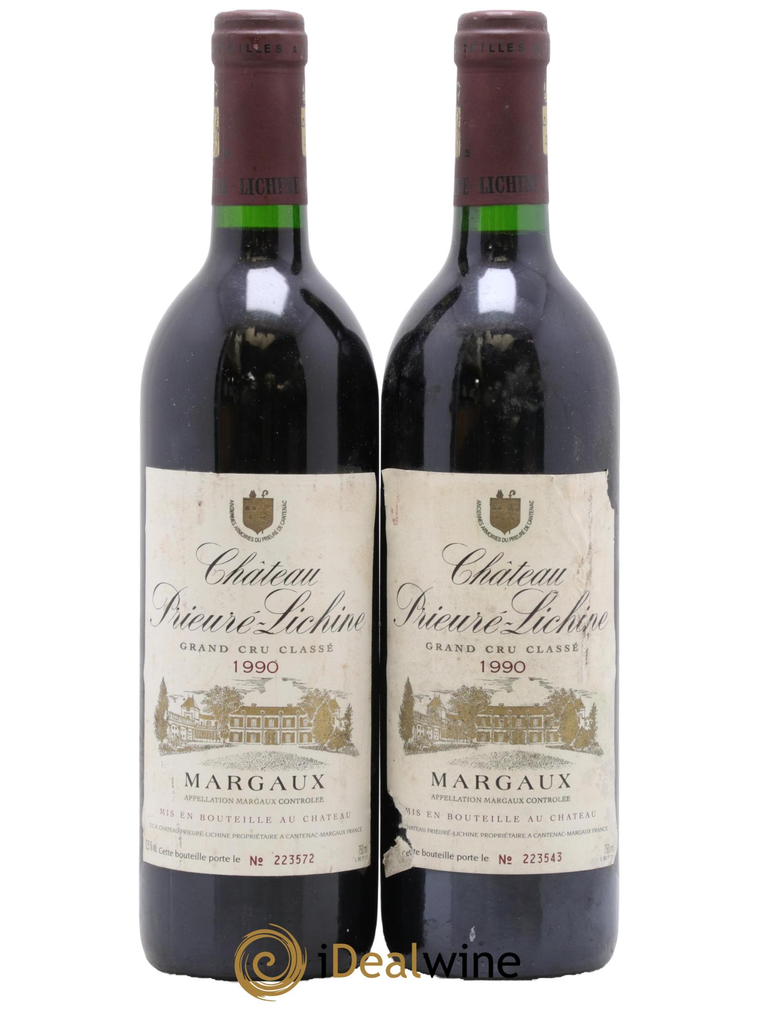 Château Prieuré Lichine 4ème Grand Cru Classé 1990 - Lot of 2 bottles - 0