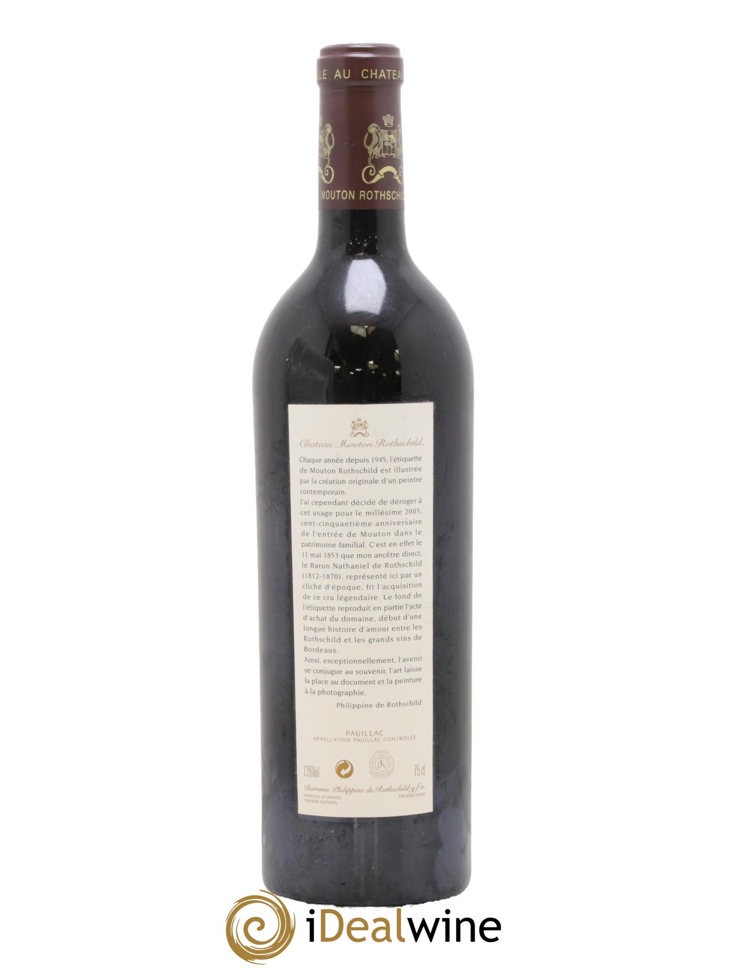 Château Mouton Rothschild 1er Grand Cru Classé 2003 - Lot of 1 bottle - 1