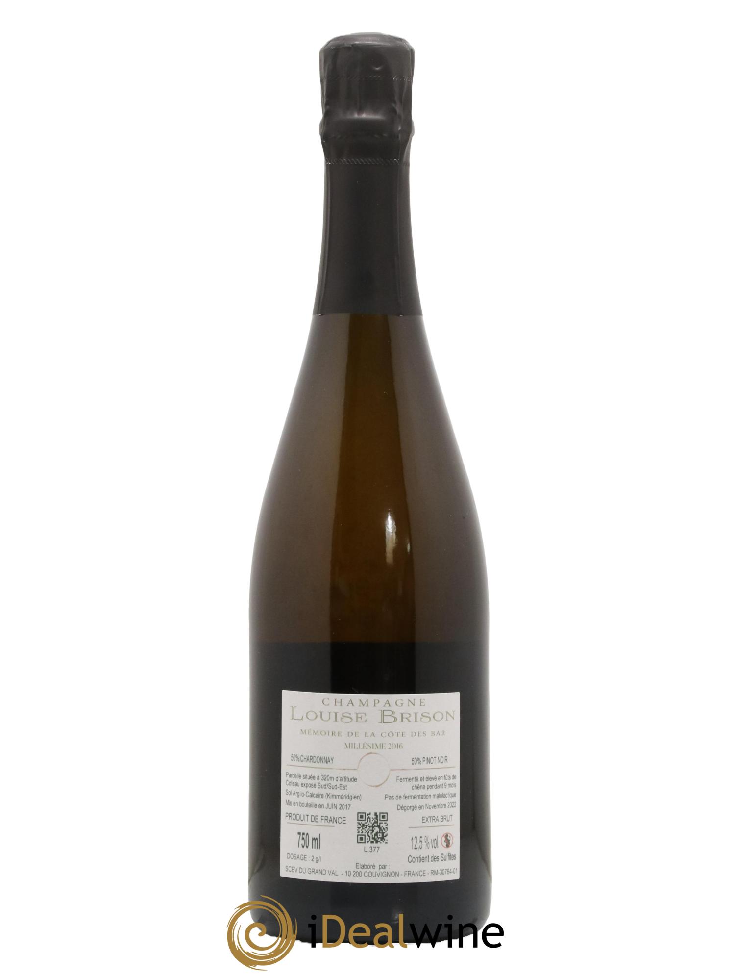 Champagne Brut Nature A l Aube de la Cote des Bar Maison Louise Brison 2016 - Lot de 1 bouteille - 1