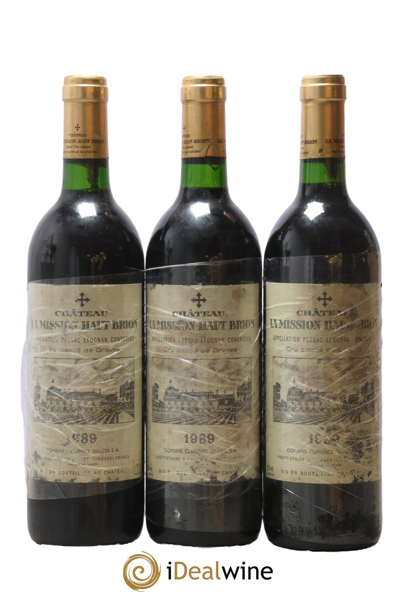 Château la Mission Haut-Brion Cru Classé de Graves 1989 - Lot de 3 bouteilles - 0