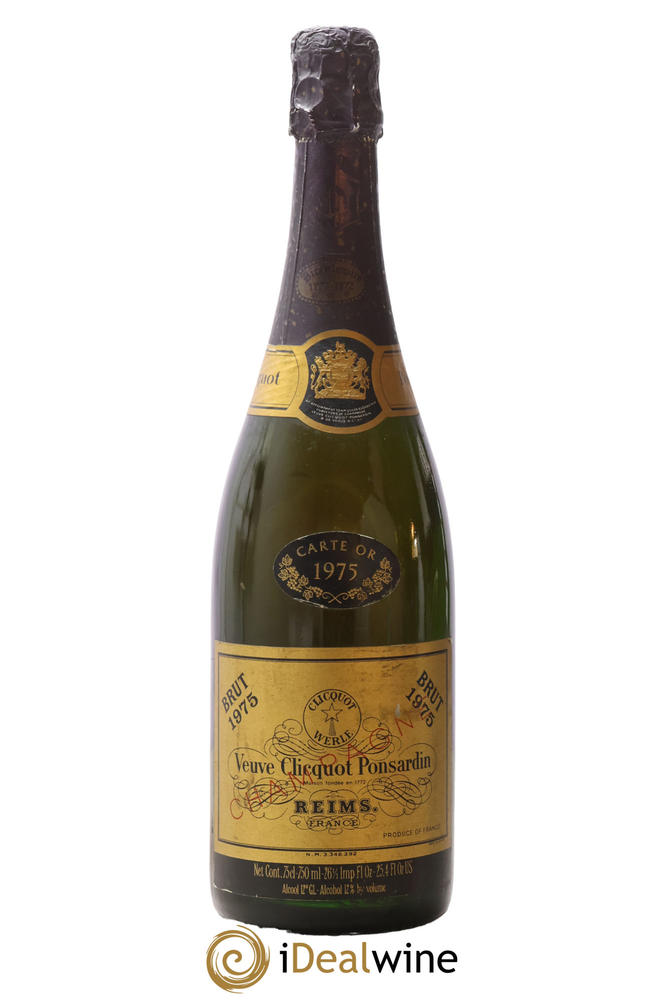 Carte d'Or Veuve Clicquot 1975 - Lot de 1 bouteille - 0