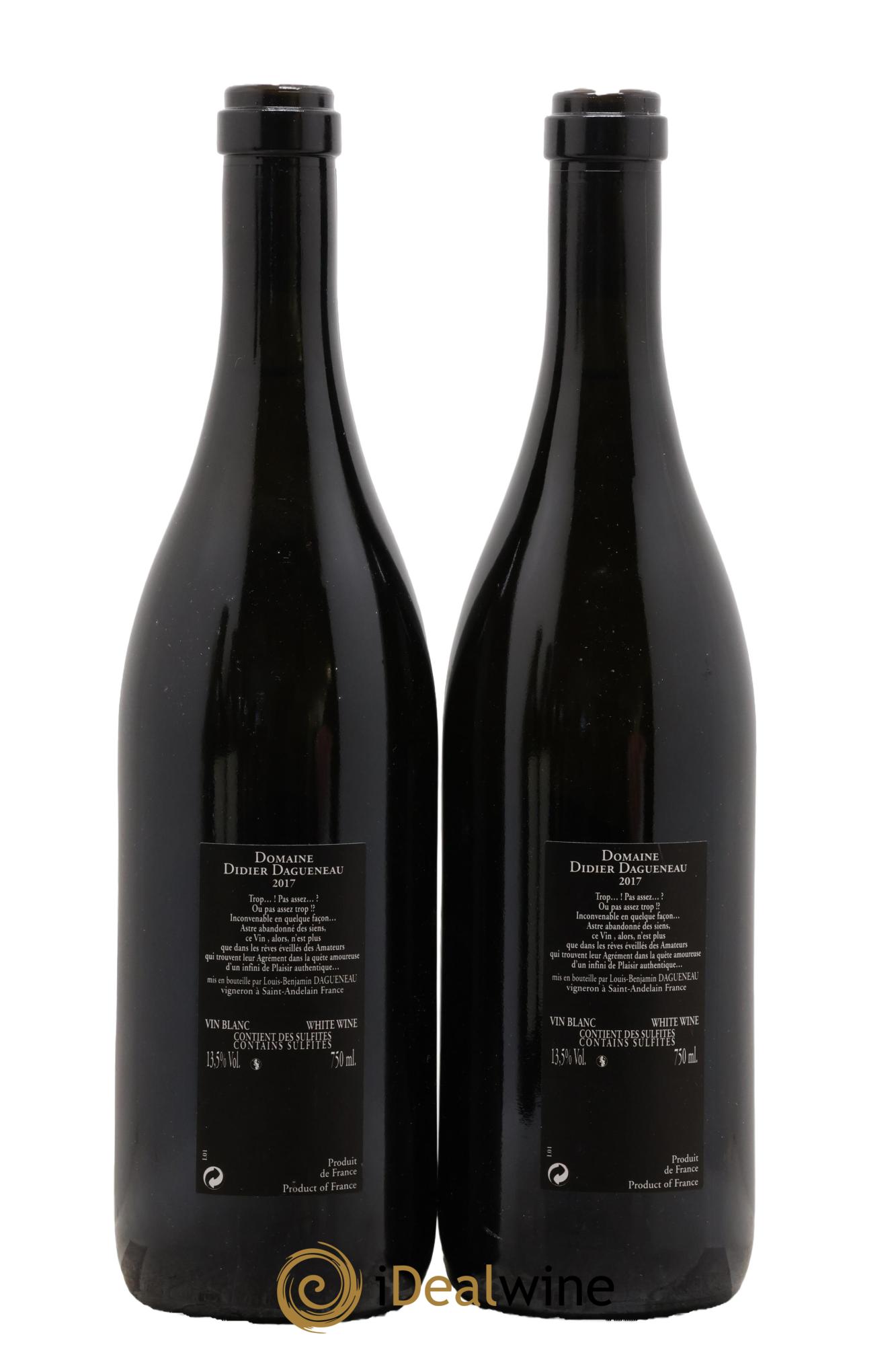 Vin de France (anciennement Pouilly-Fumé) Silex Dagueneau (Domaine Didier - Louis-Benjamin) 2017 - Lot de 2 bouteilles - 1