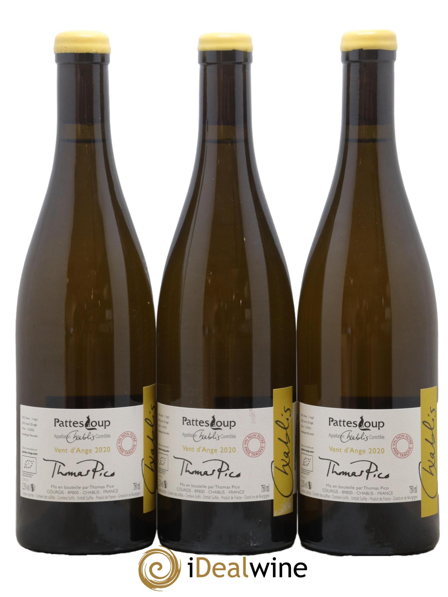 Chablis Vent d'Ange Pattes Loup (Domaine) 2020 - Lot de 3 bouteilles - 1