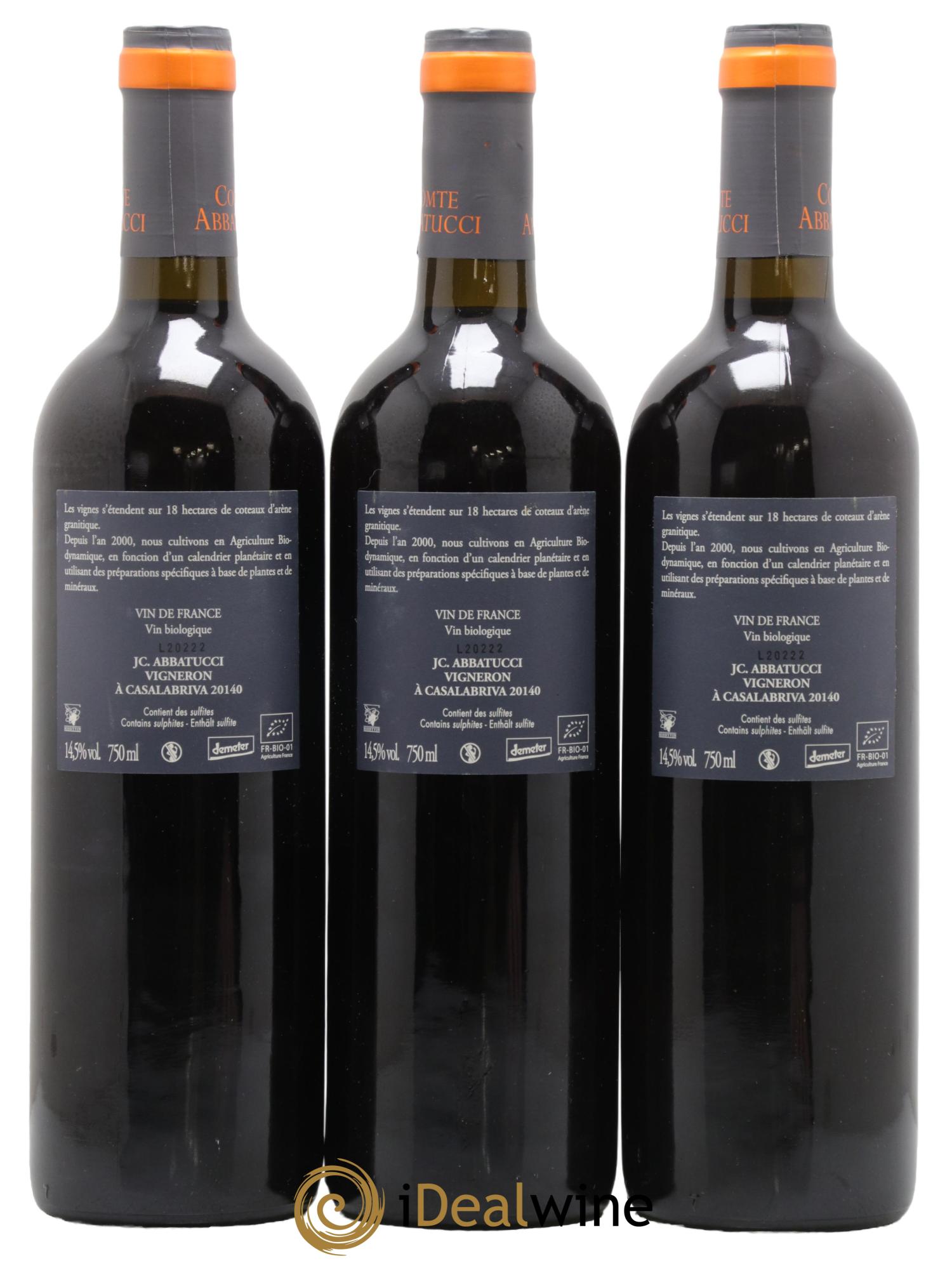 Vin de France Faustine Vieilles Vignes Comte Abbatucci (Domaine) 2020 - Lot de 3 bouteilles - 1