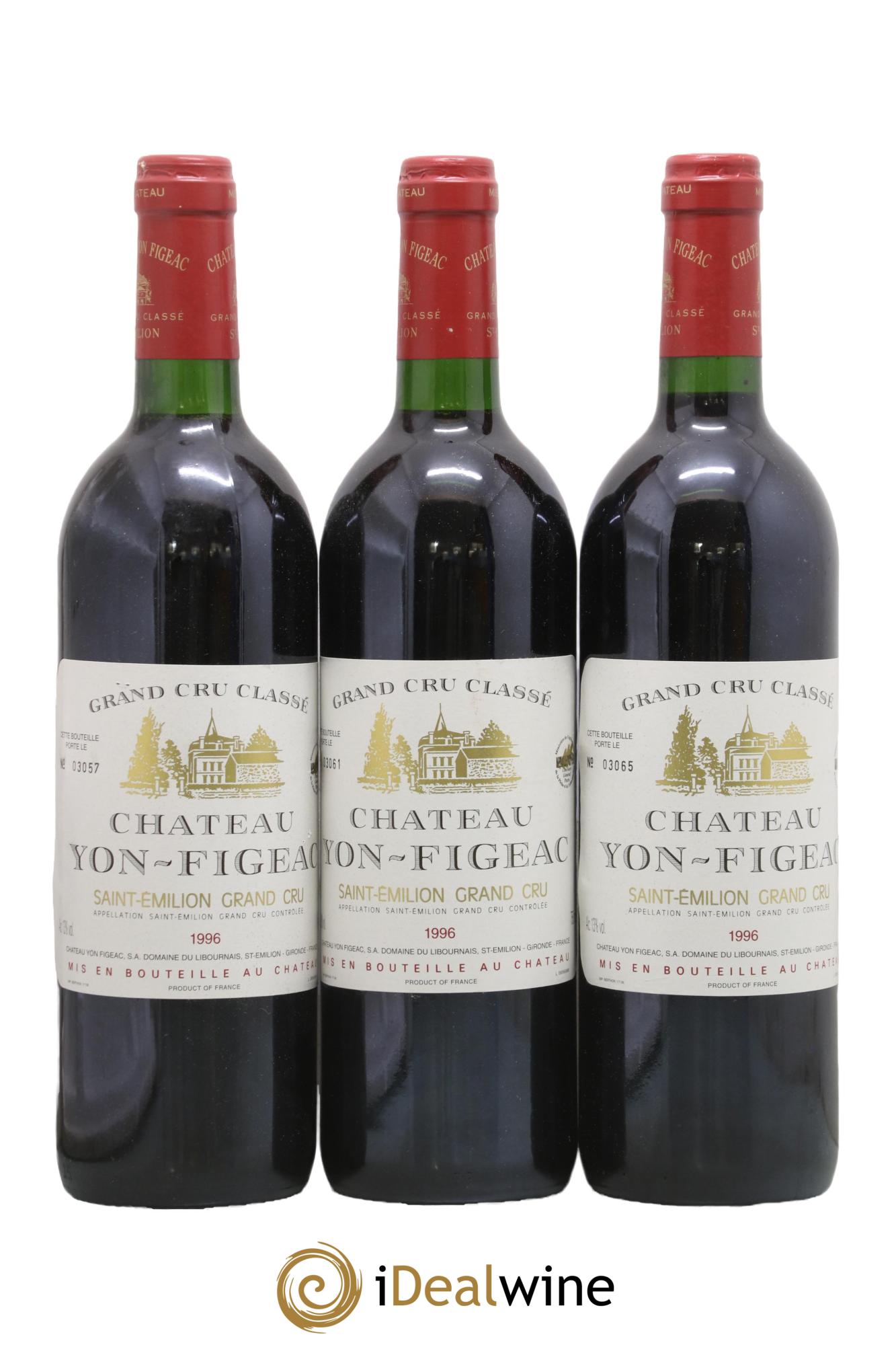 Château Yon Figeac Grand Cru Classé 1996 - Lot of 3 bottles - 0