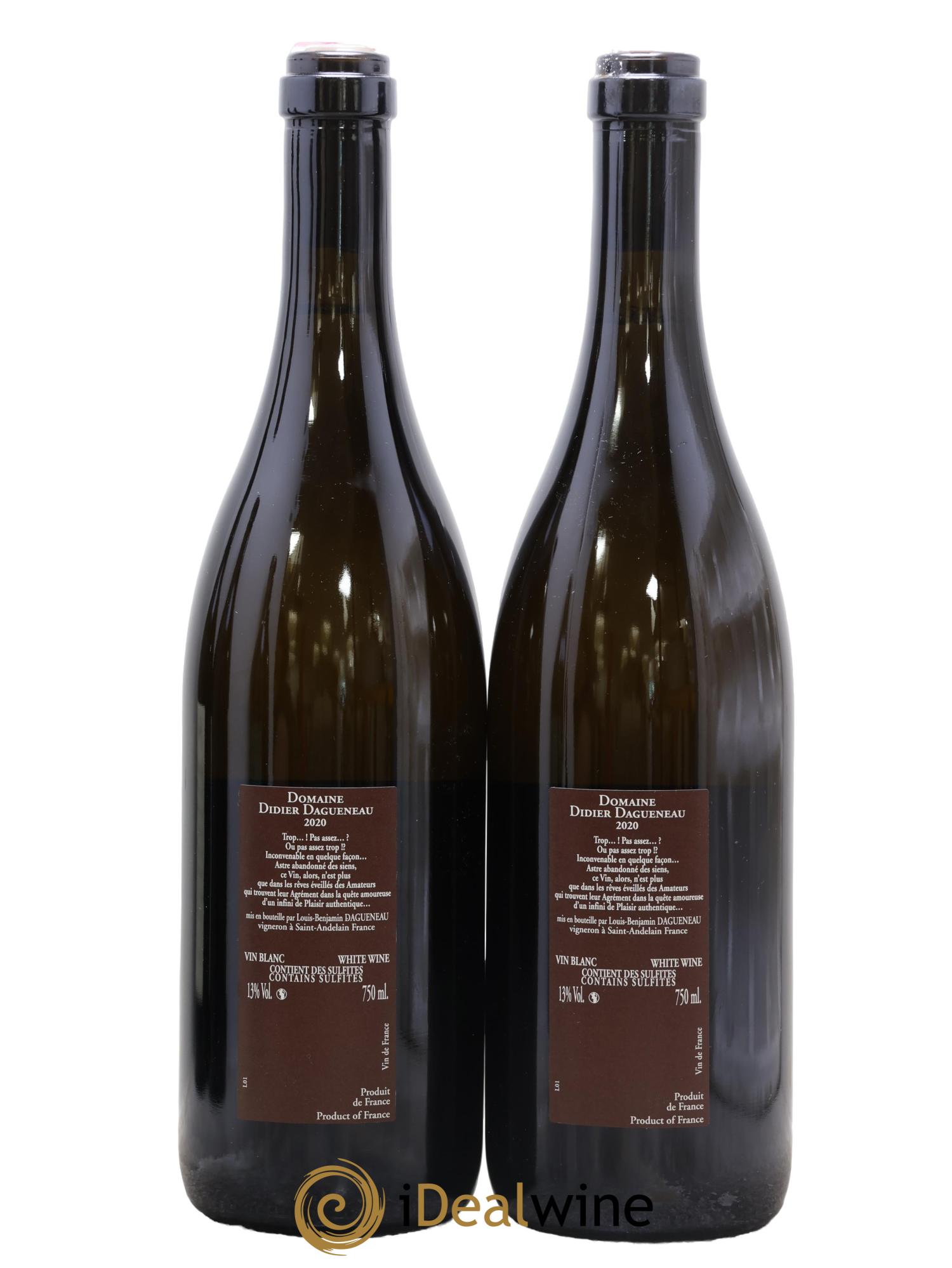 Vin de France (anciennement Pouilly-Fumé) Pur Sang Dagueneau (Domaine Didier - Louis-Benjamin) 2020 - Lot of 2 bottles - 1