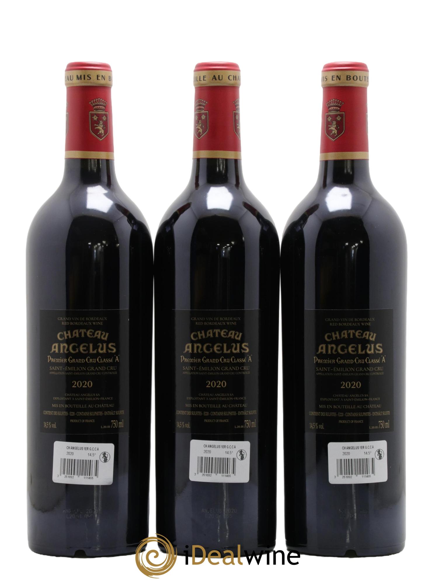 Château Angélus 1er Grand Cru Classé A  2020 - Lot de 3 bouteilles - 1