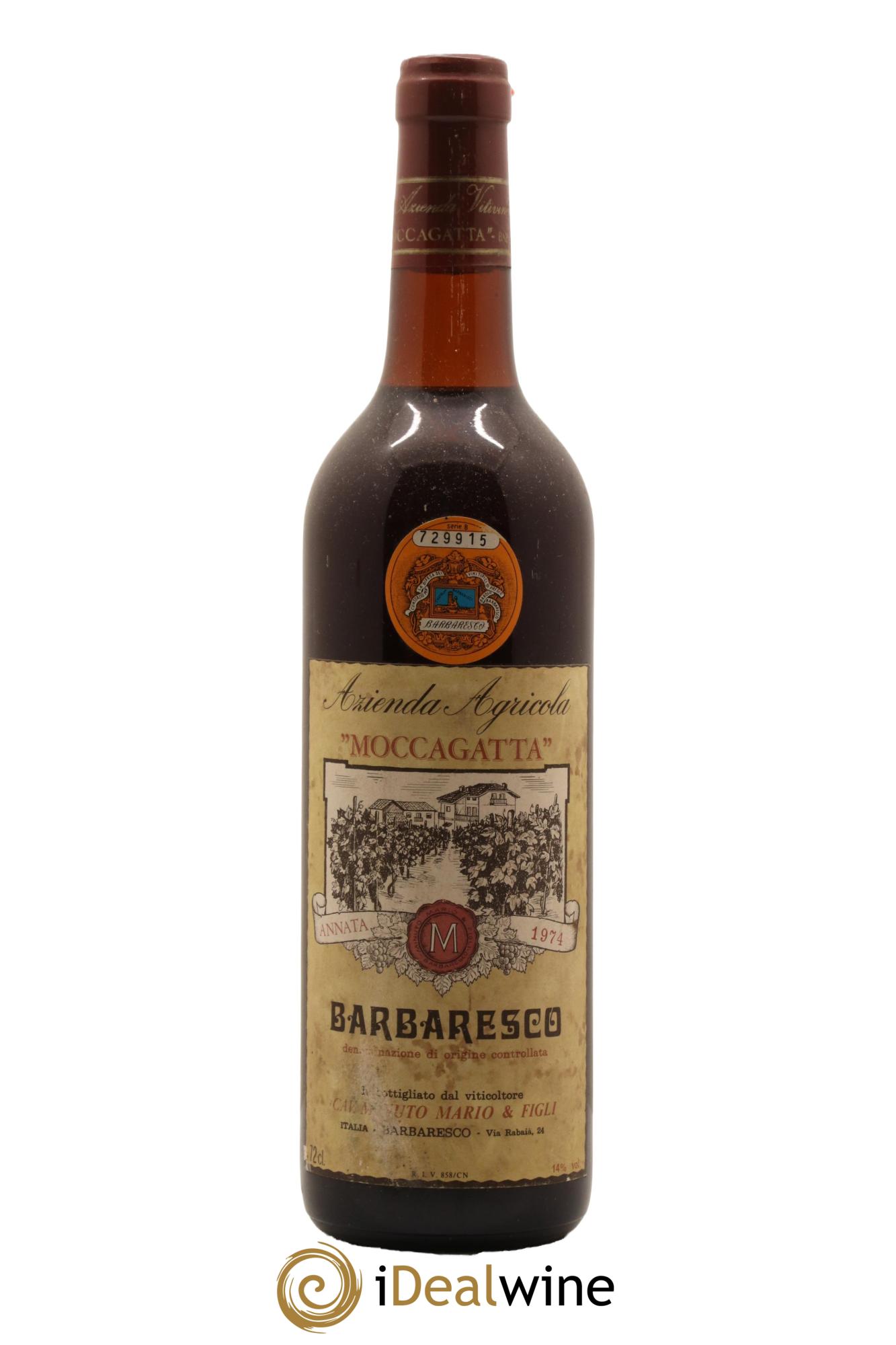 Barbaresco DOCG Azienda Agricola Moccagatta 1974 - Lot de 1 bouteille - 0