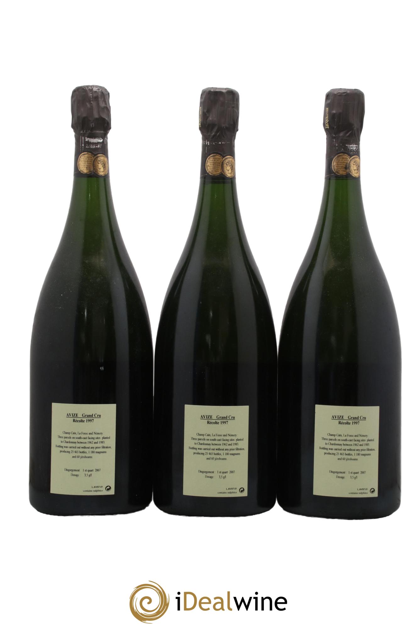 Champagne Avize Grand Cru Extra-Brut Jacquesson 1997 - Posten von 3 Magnum - 1