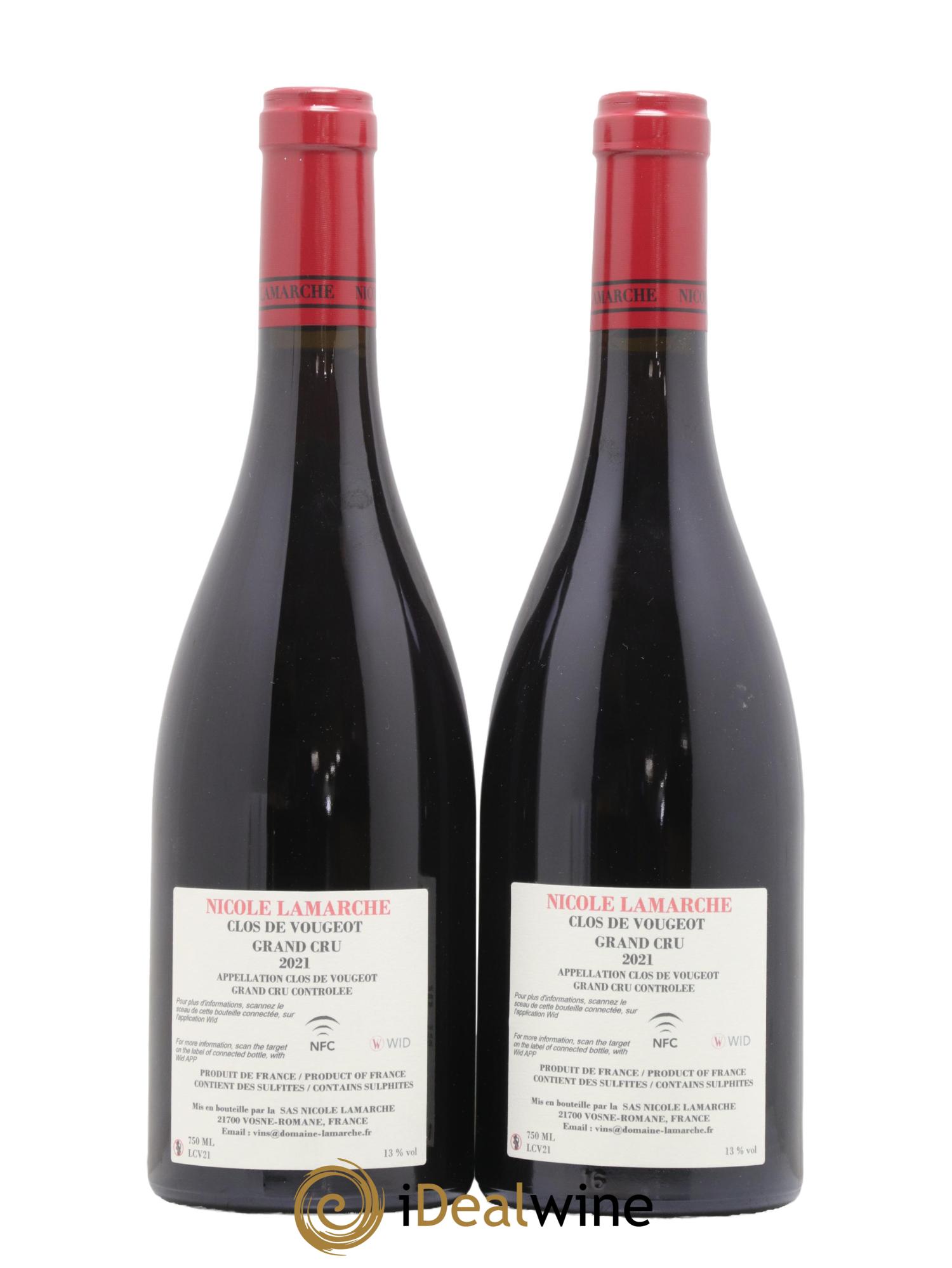Clos de Vougeot Grand Cru Lamarche (Domaine) 2021 - Lot de 2 bouteilles - 1