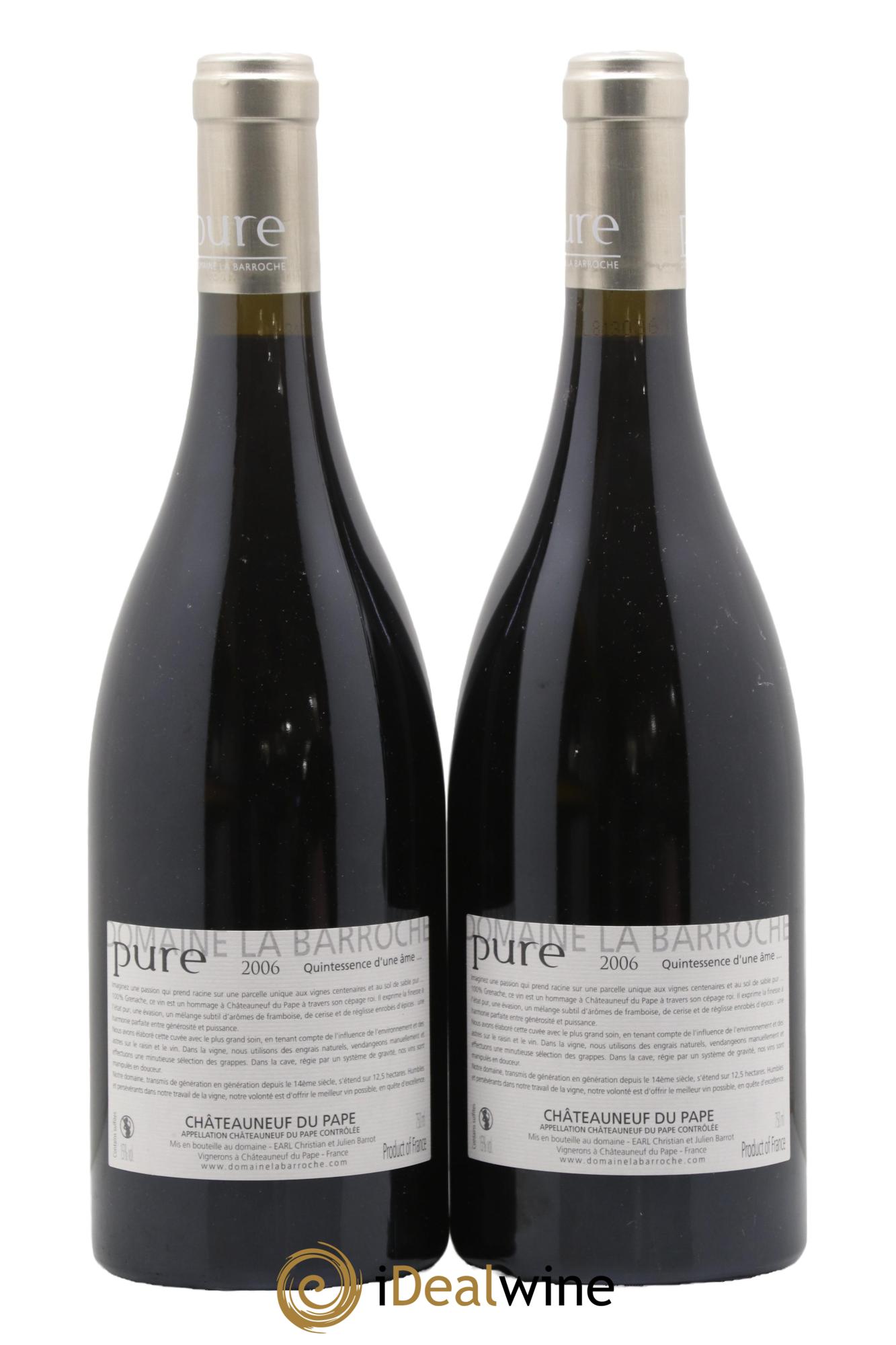 Châteauneuf-du-Pape Cuvée Pure Domaine La Barroche 2006 - Lotto di 2 bottiglie - 1