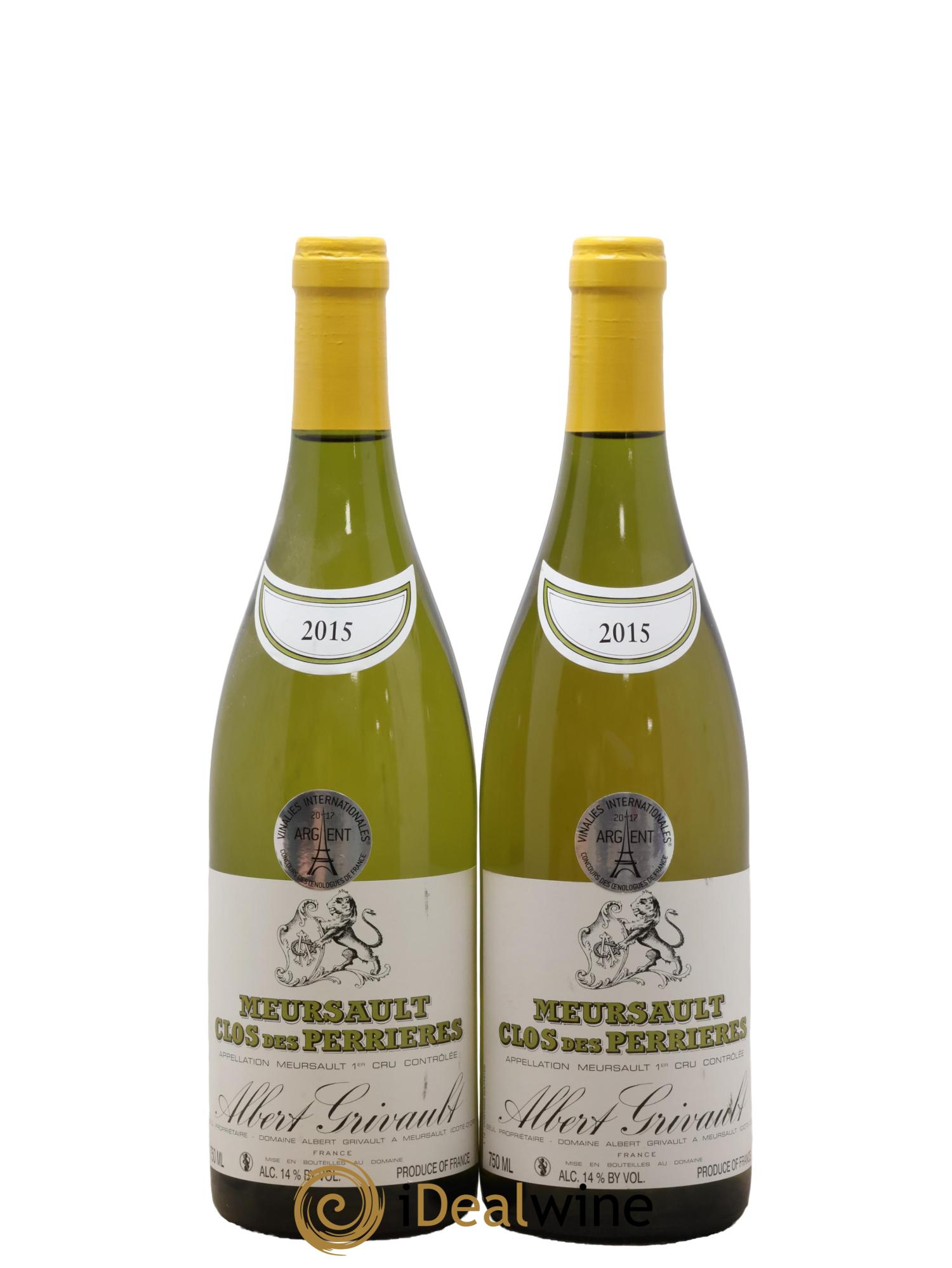 Meursault 1er Cru Clos des Perrières Monopole Albert Grivault 2015 - Lot de 2 bouteilles - 0
