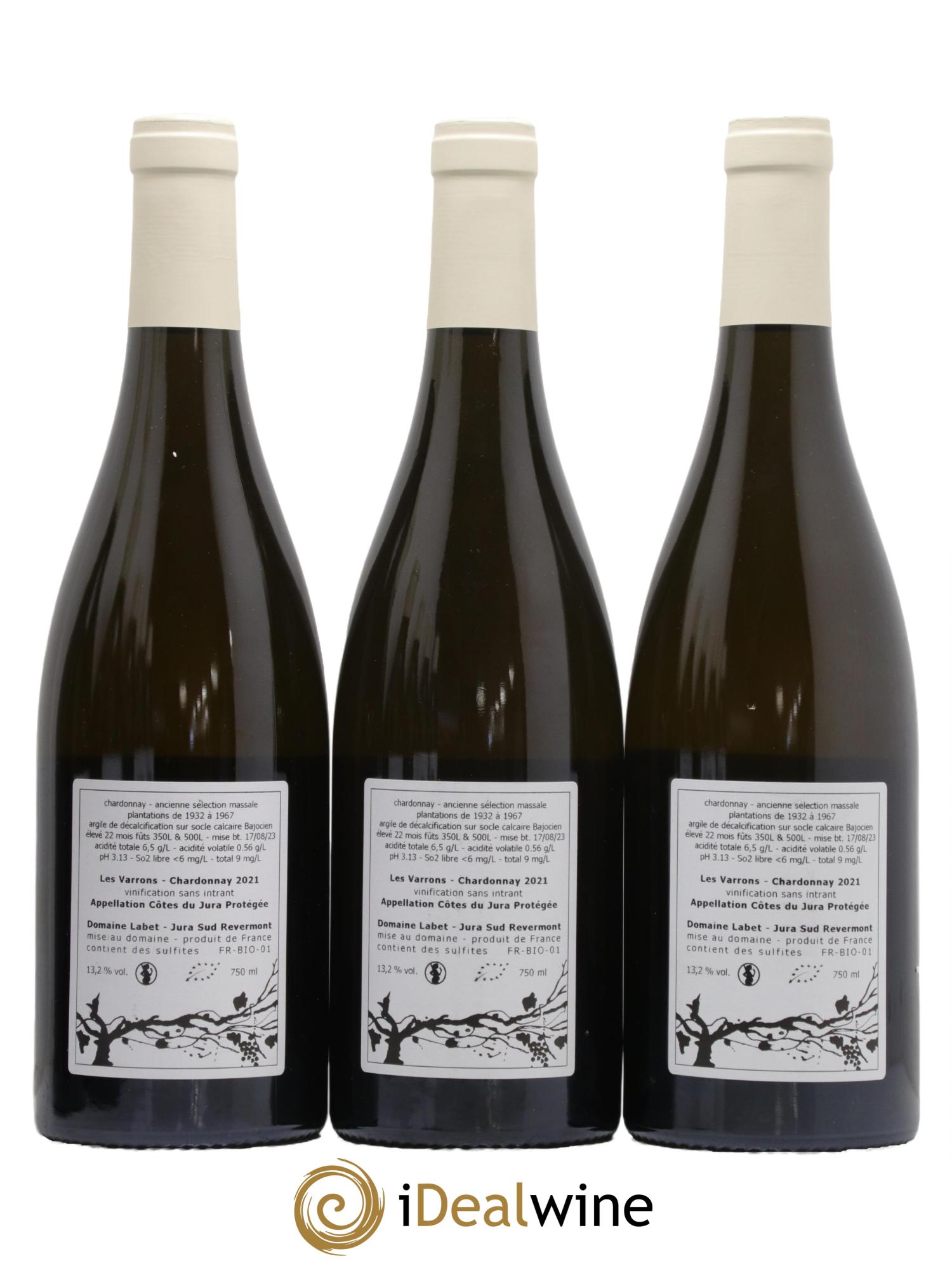 Côtes du Jura Chardonnay Les Varrons Romain - Julien  - Charline Labet 2021 - Lot de 3 bouteilles - 1