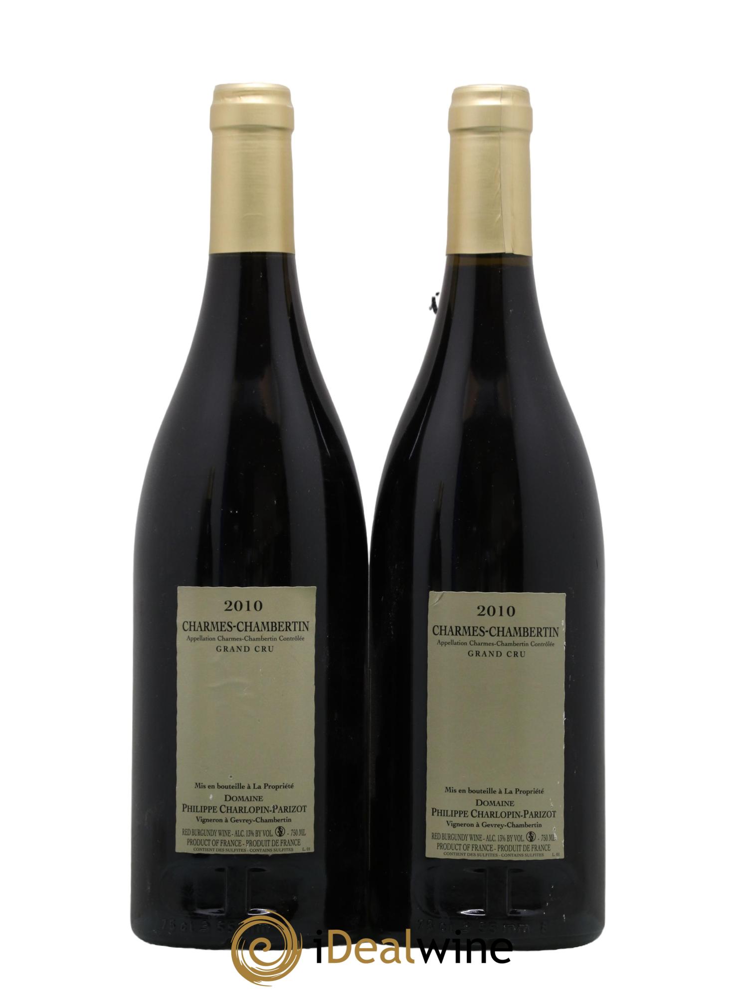 Charmes-Chambertin Grand Cru Charlopin-Parizot 2010 - Lot de 2 bouteilles - 1