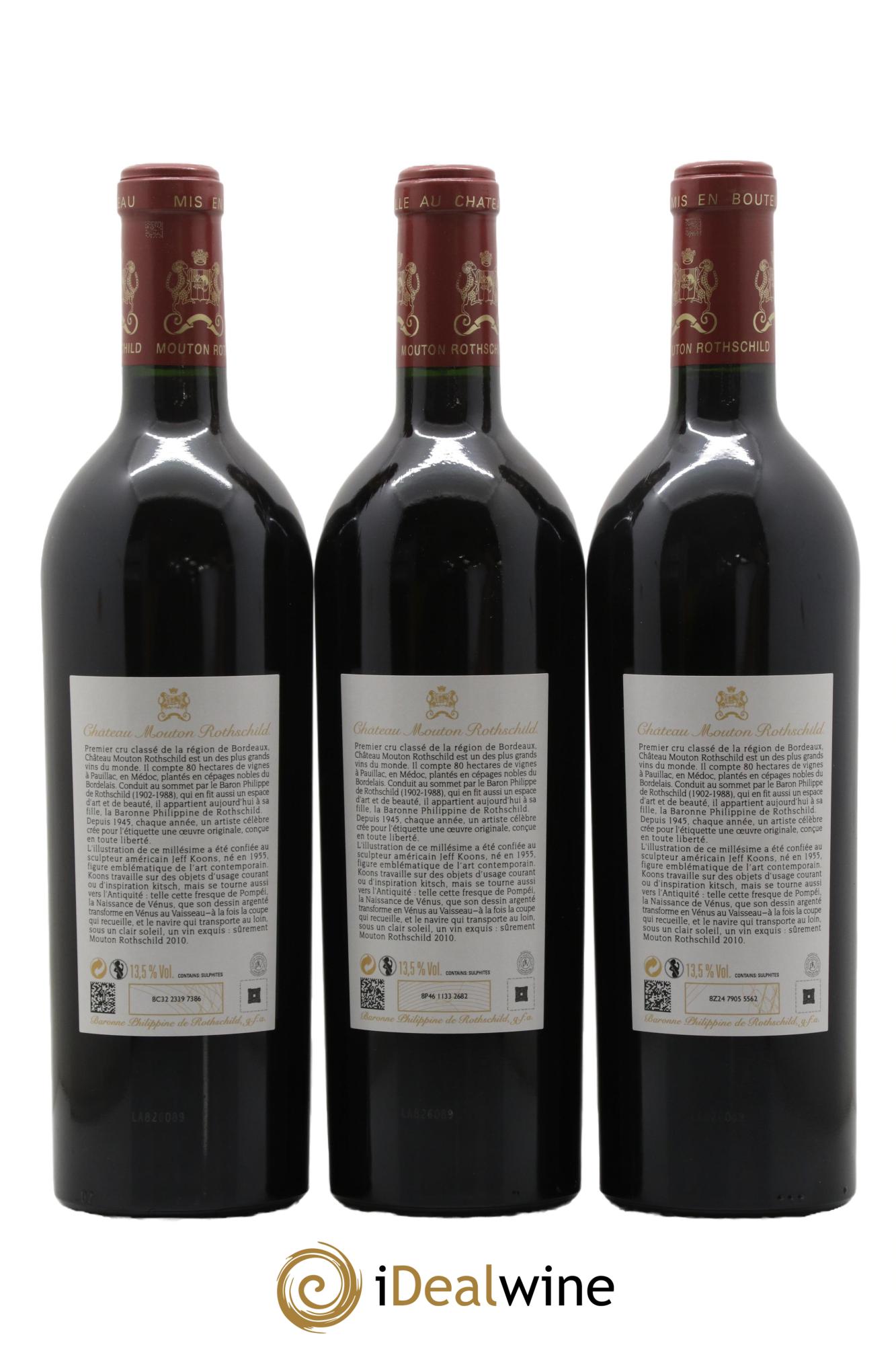 Château Mouton Rothschild 1er Grand Cru Classé 2010 - Lotto di 3 bottiglie - 1