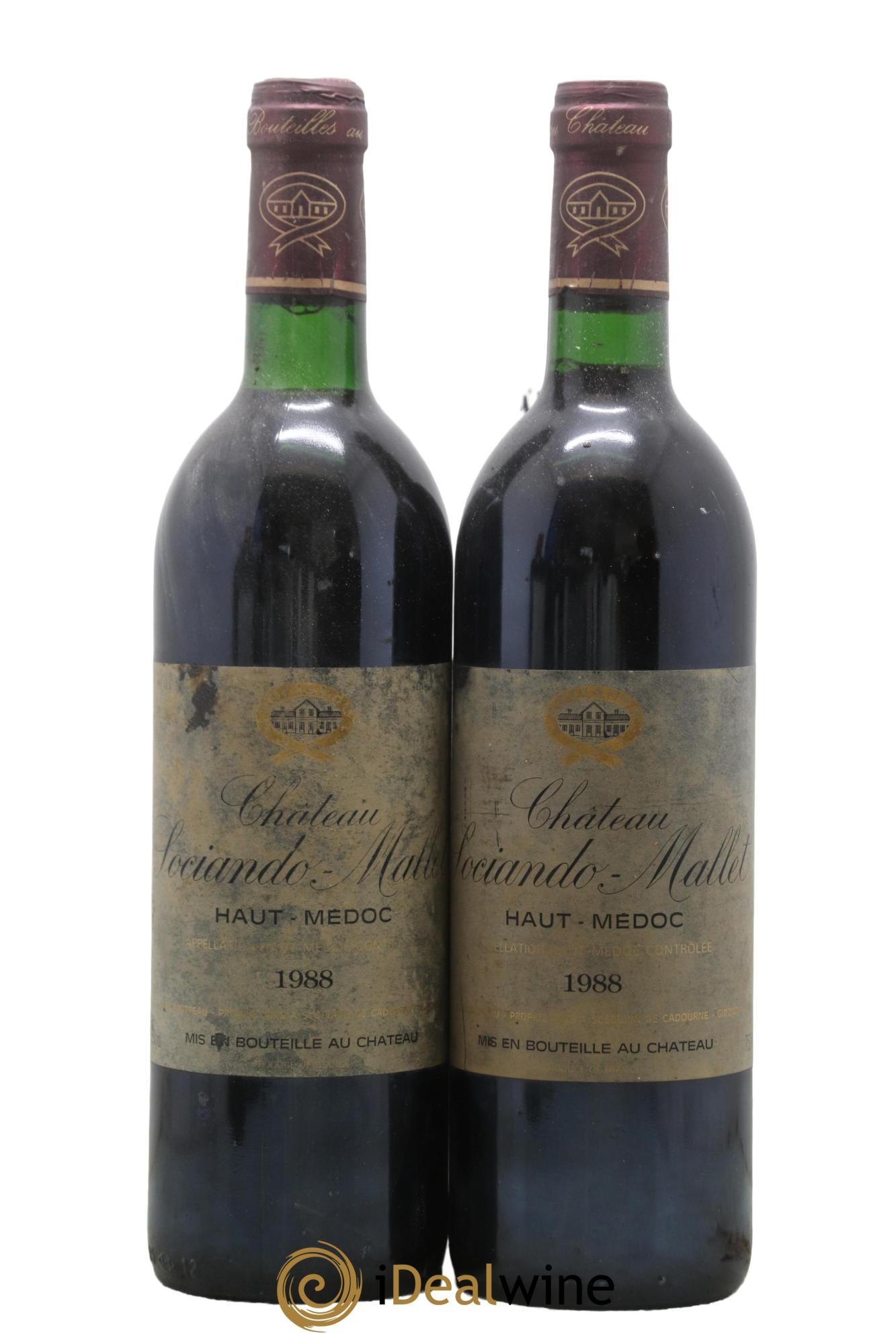 Château Sociando Mallet 1988 - Lotto di 2 bottiglie - 0
