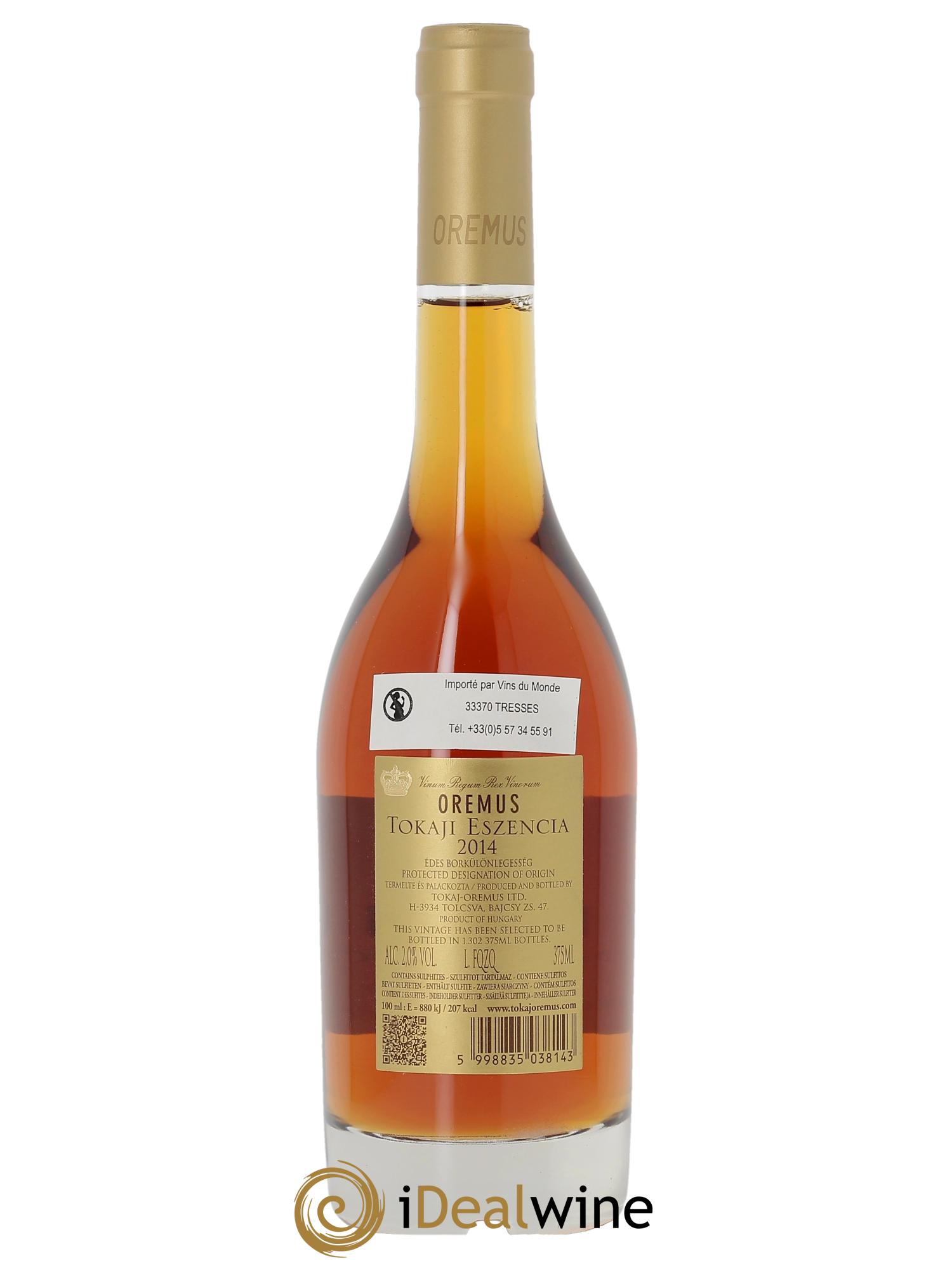 Tokaj Aszu Eszencia Oremus by Vega Sicilia 2014 - Lot de 1 demi bouteille - 2