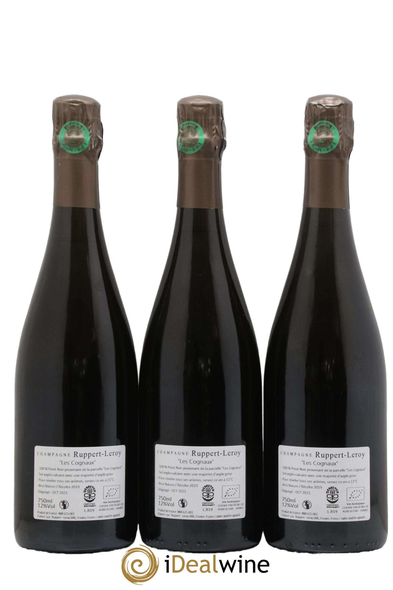 Les Cognaux Brut Nature Ruppert-Leroy 2019 - Lot of 3 bottles - 1
