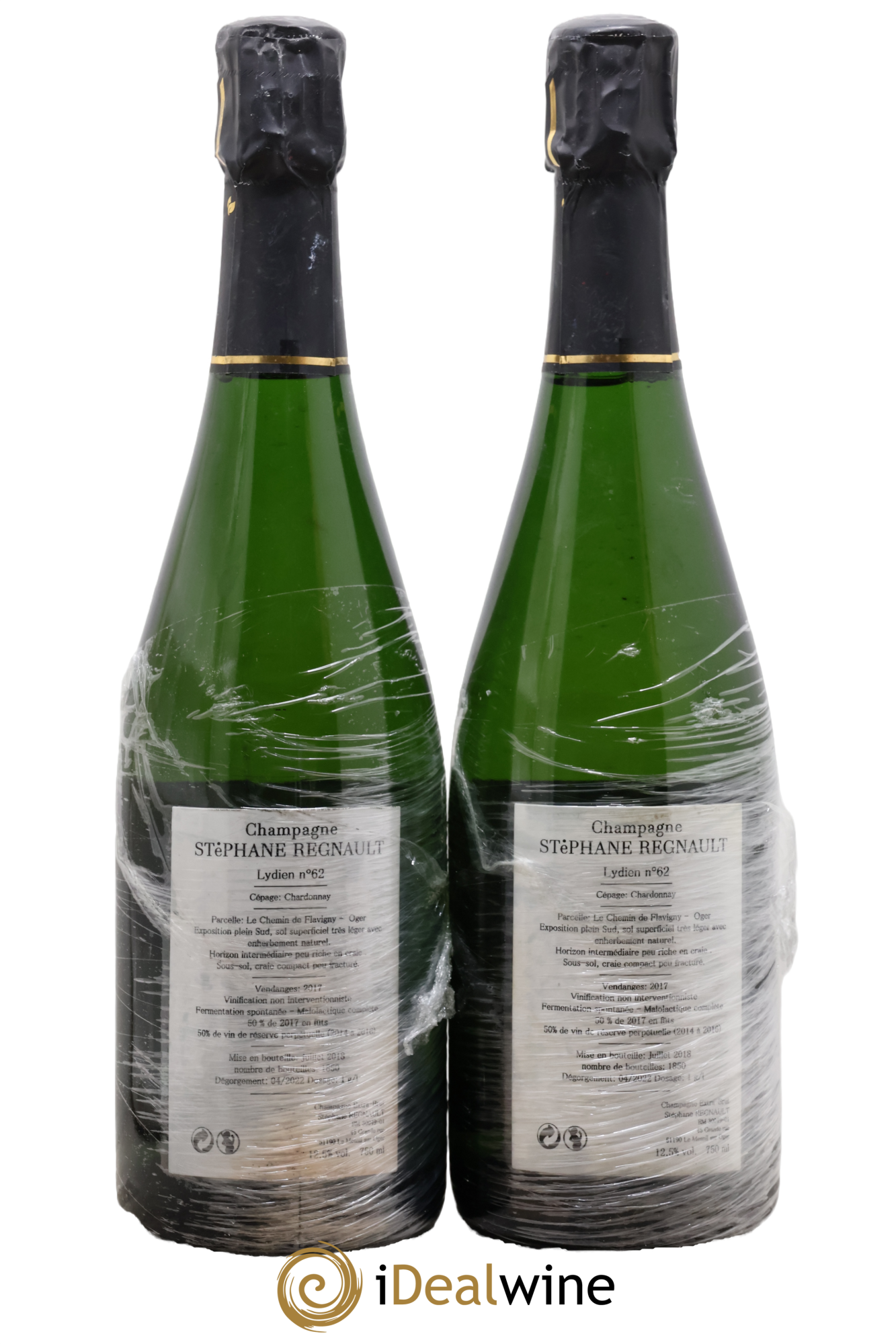 Champagne Blanc de Blancs Lydien n°62 Stéphane Regnault 2017 - Lot of 2 bottles - 1