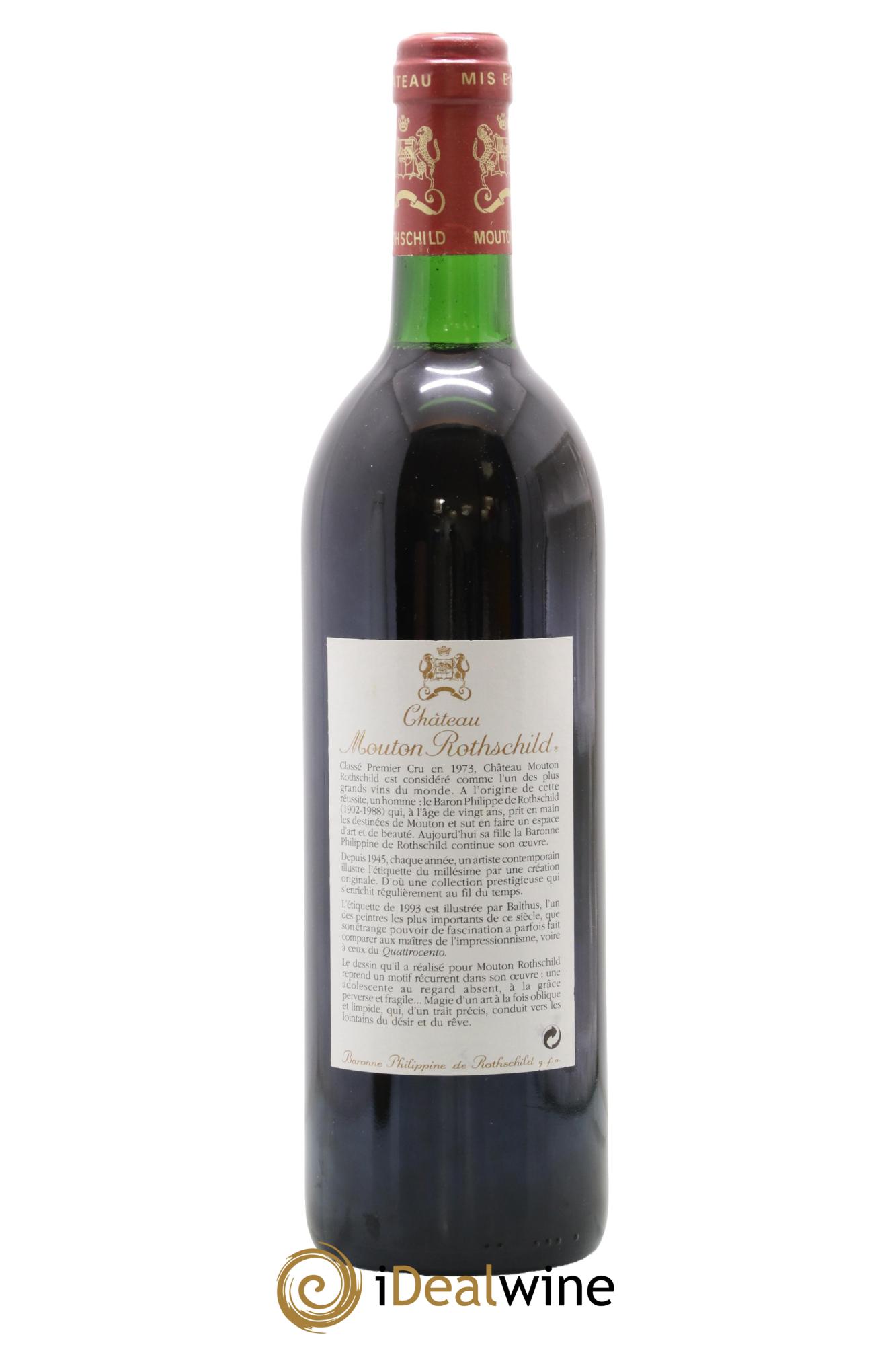 Château Mouton Rothschild 1er Grand Cru Classé 1993 - Lot de 1 bouteille - 1