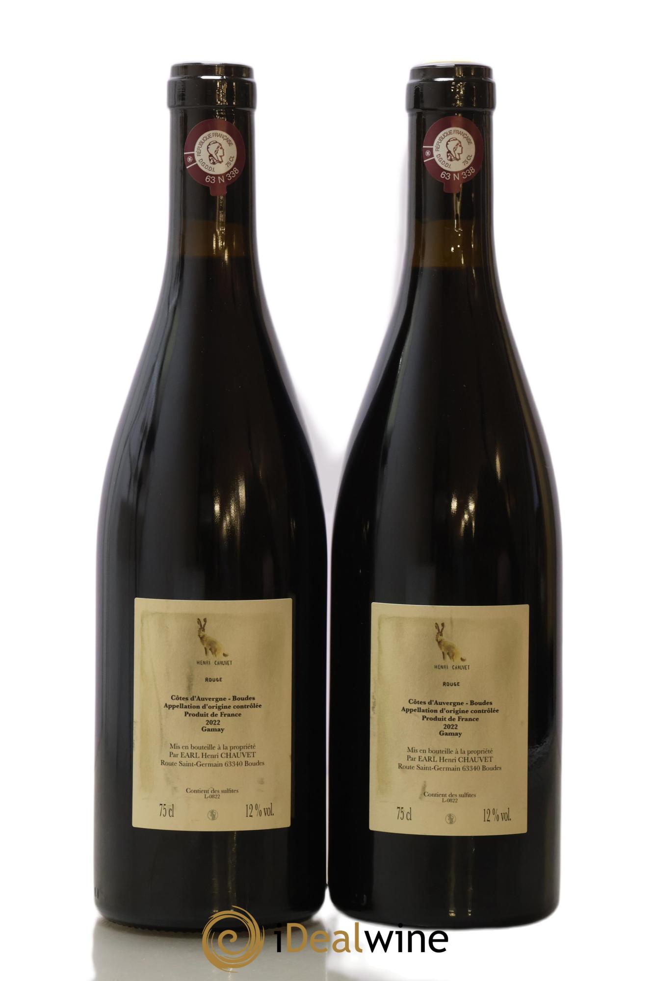 Côtes d'Auvergne Boudes Rouge Henri Chauvet 2022 - Lot de 2 bouteilles - 1