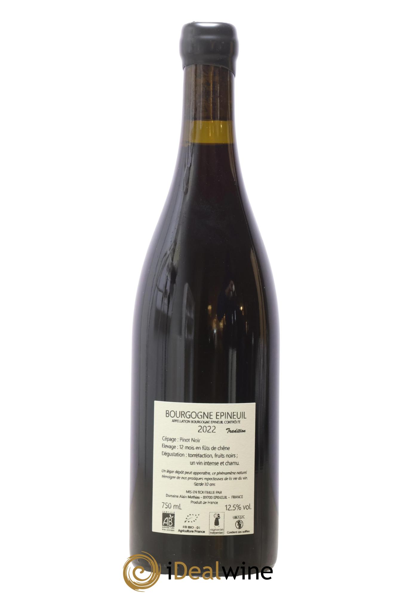 Bourgogne Epineuil Tradition Domaine Alain Mathias 2022 - Lotto di 1 bottiglia - 1