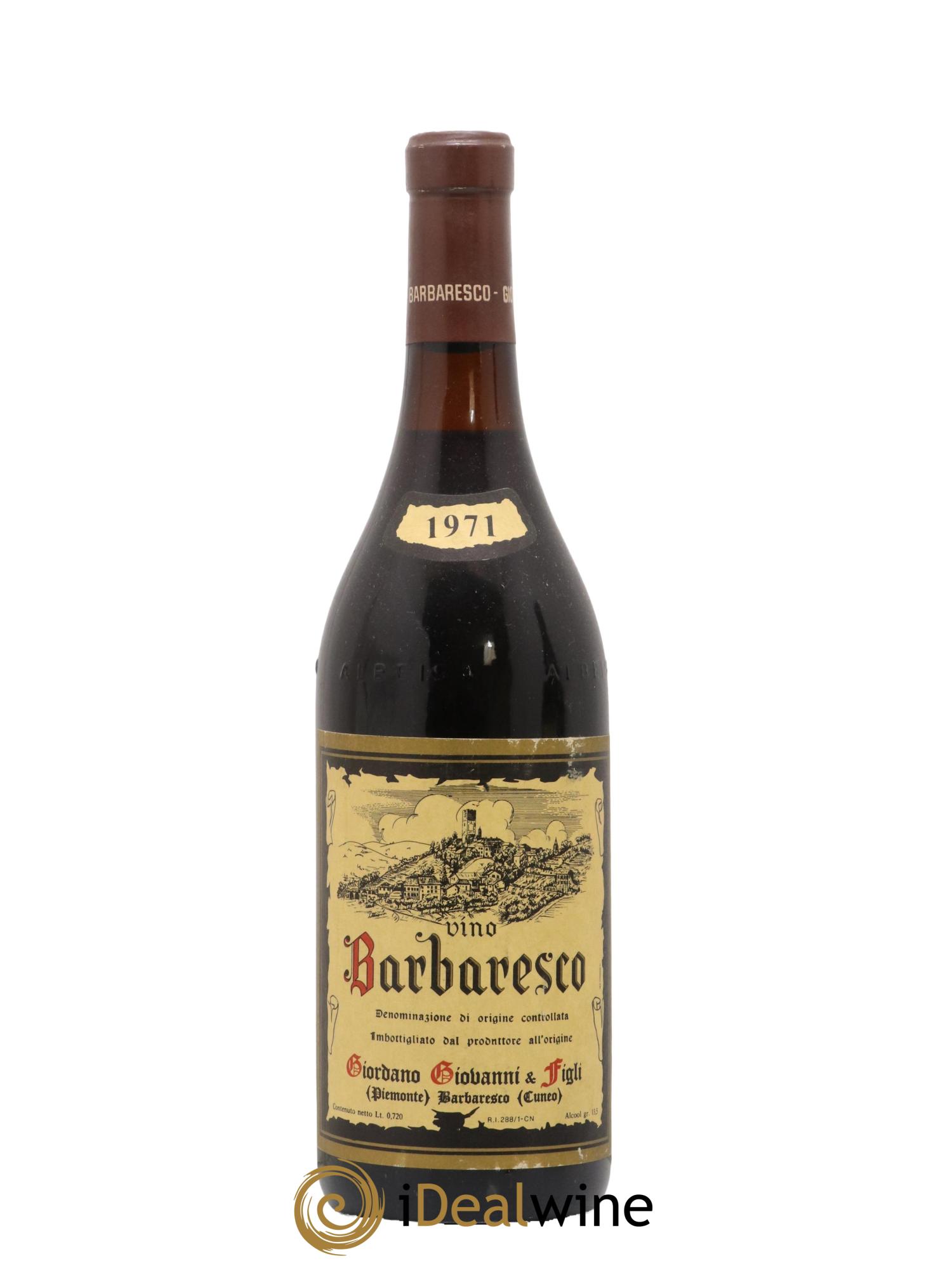 Barbaresco DOCG Giovanni Giordano 1971 - Lot de 1 bouteille - 0