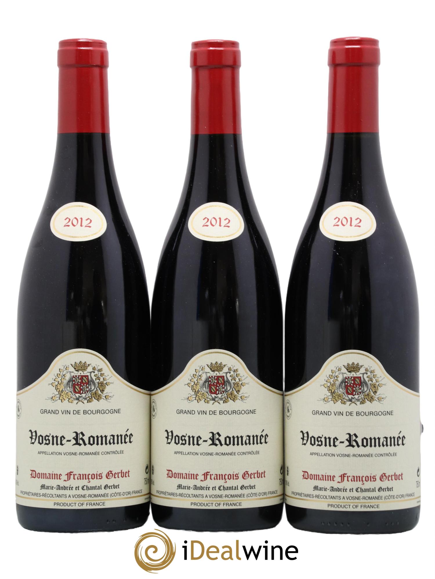 Vosne-Romanée Gerbet François 2012 - Lot de 3 bouteilles - 0
